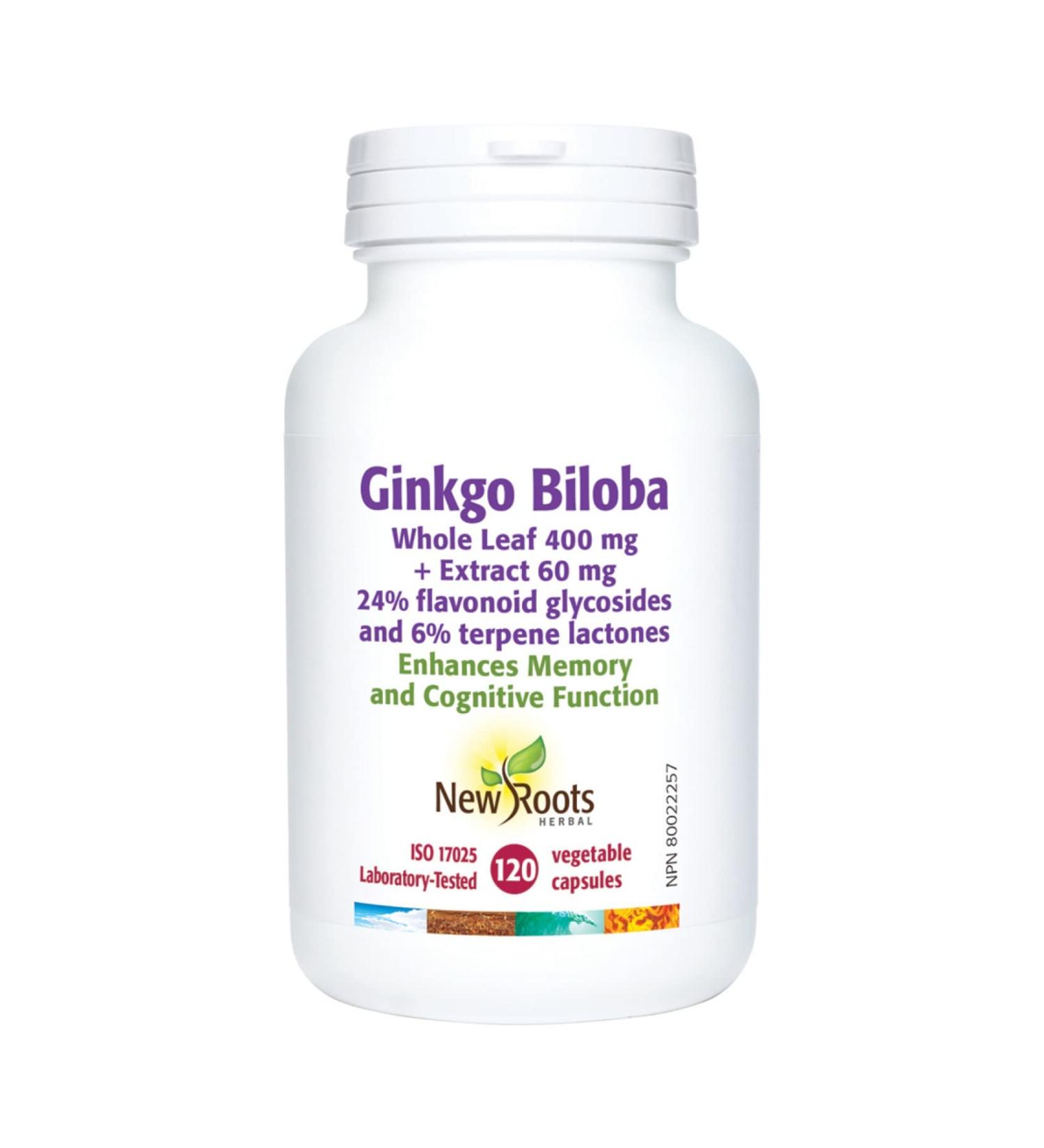 New Roots Herbal - Ginkgo Biloba 120 Capsules - Whole Leaf 400mg and Extract 60mg - Helps to Enhance Cognitive Function and Memory in an Aging Population - Helps to Support Peripheral Circulation 120 count (Pack of 1) - Buy Online on GoSupps.com