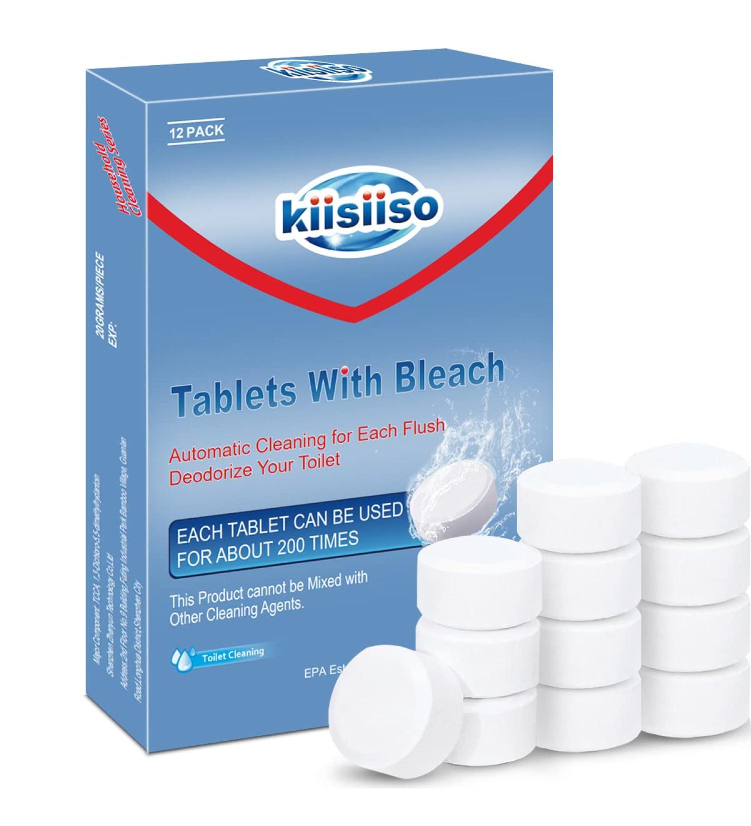 KIISIISO 12-Pack Toilet Bowl Cleaner Tablets - Automatic Tank Cleaner with Sustained Release Technology for White Bathroom - Buy Online on GoSupps.com