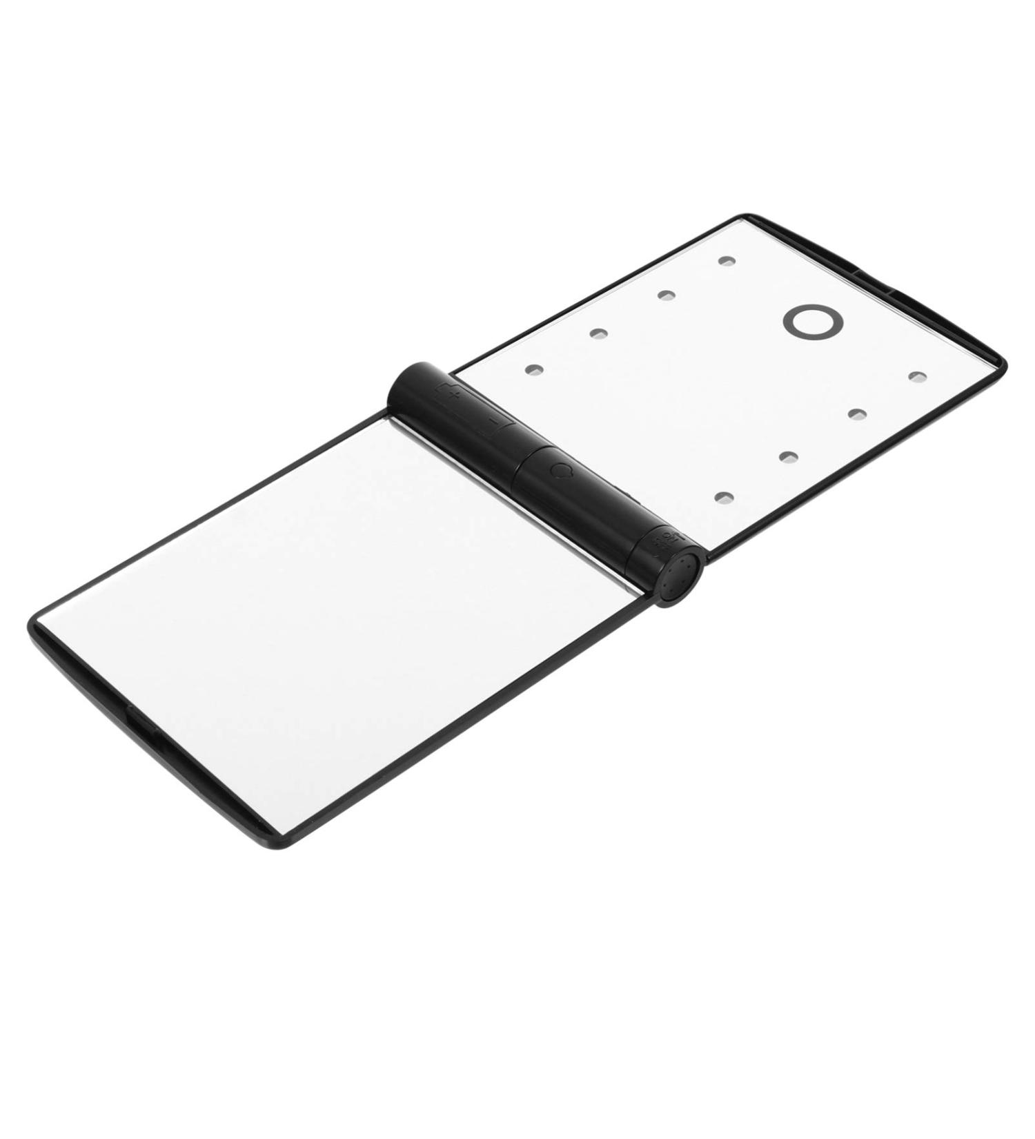 Minkissy Compact Mirror LED Travel Cosmetic Mirror Double Sided Pocket Cosmetic Mirror Foldable Portable Mirror for Women Black - Buy Online on GoSupps.com