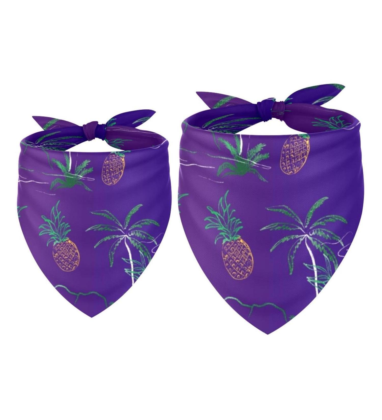 Buy Dog Hollow Cloth: Triangular Bibs with Pineapple & Coconut Tree Design for Pets - Multicolored 2-Piece Set for Small Medium & Large Dogs and Cats - Buy Online on GoSupps.com