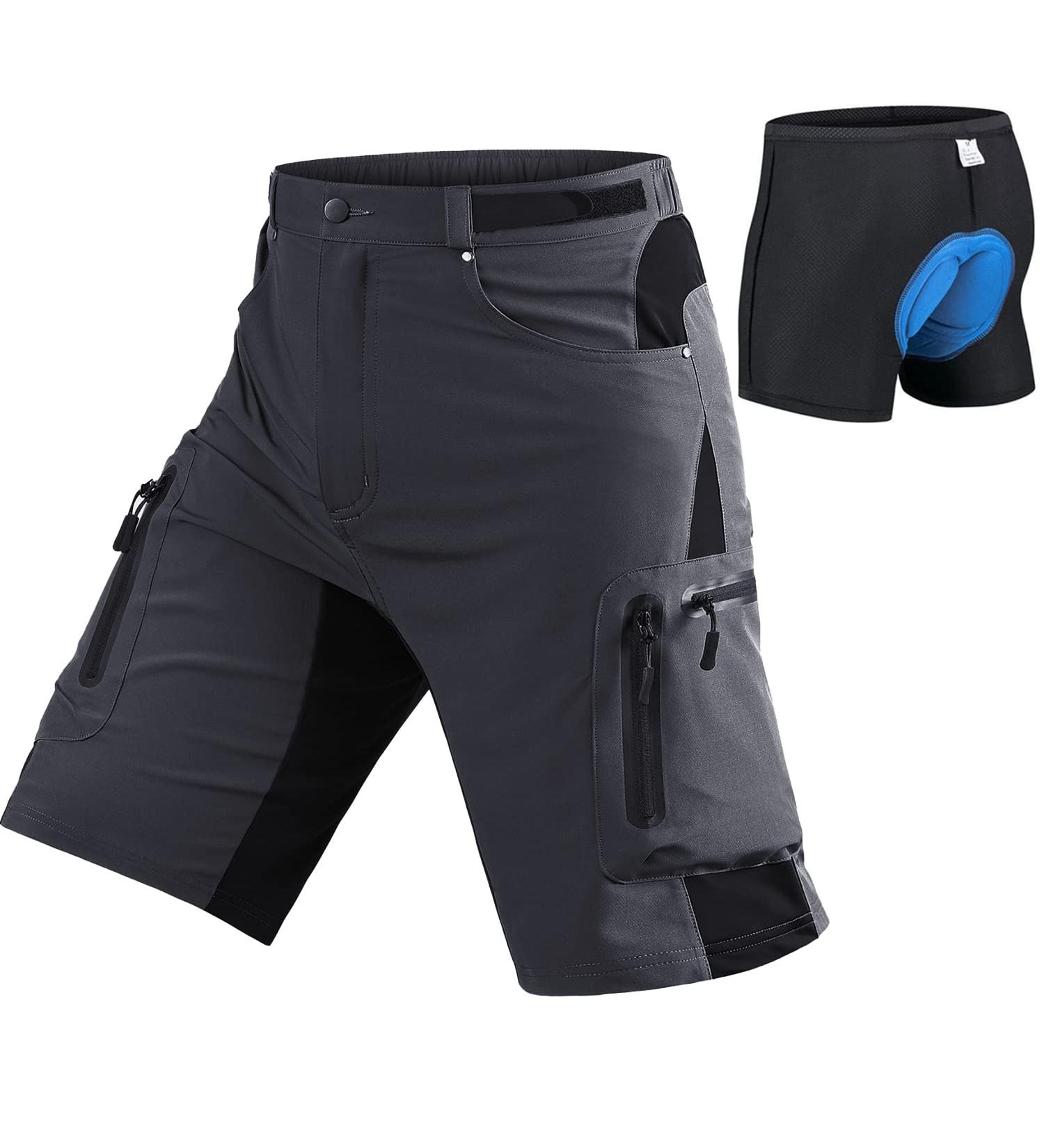 Seltrue Men's MTB Pants - Quick-Drying Bicycle Shorts with Adjustable Velcro | Gray with Underwear for Mountain Biking - Buy Online on GoSupps.com