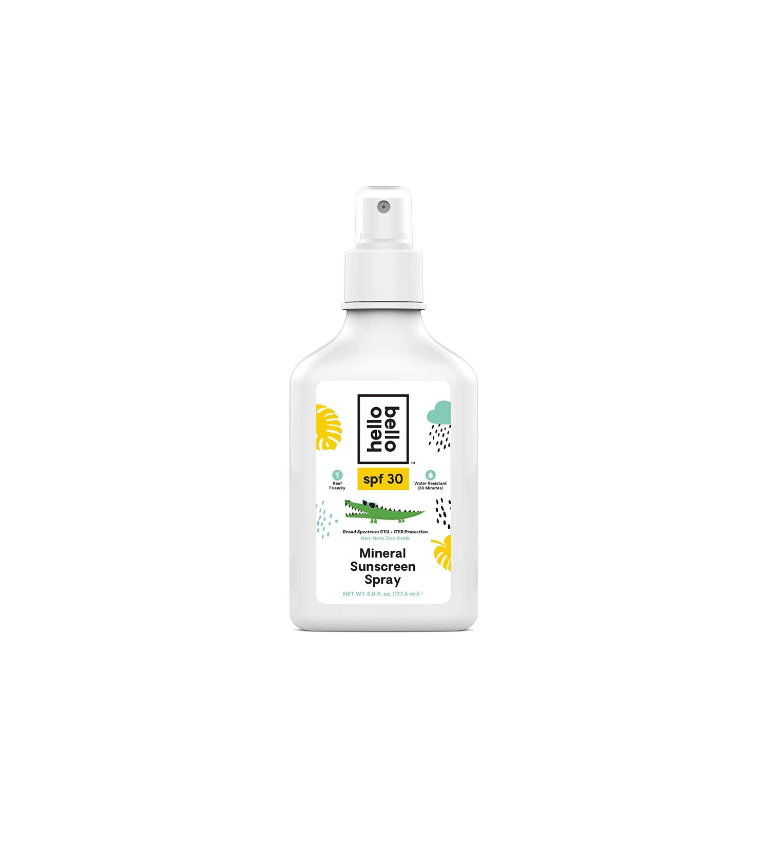 Hello Bello Mineral Spray Sunscreen - 30 SPF UVA/UVB Protection - Water Resistant, Hypoallergenic & Dermatologist-Tested - 6 Fl Oz - Buy Online on GoSupps.com