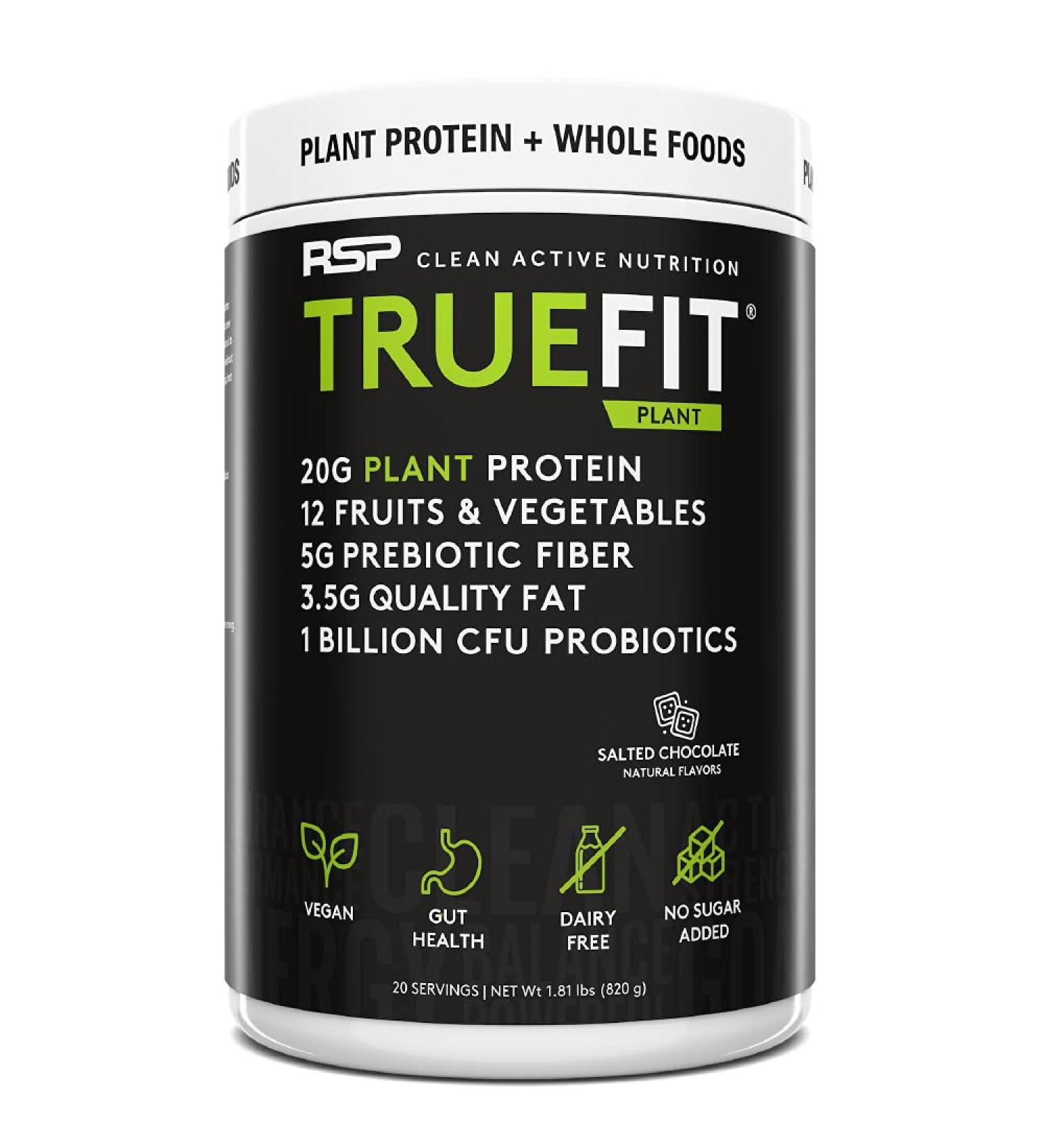 RSP Nutrition TrueFit Plant Protein Shake - Salted Chocolate - 1.81 lbs (820 g) | Vegan Protein Boost - Buy Online on GoSupps.com
