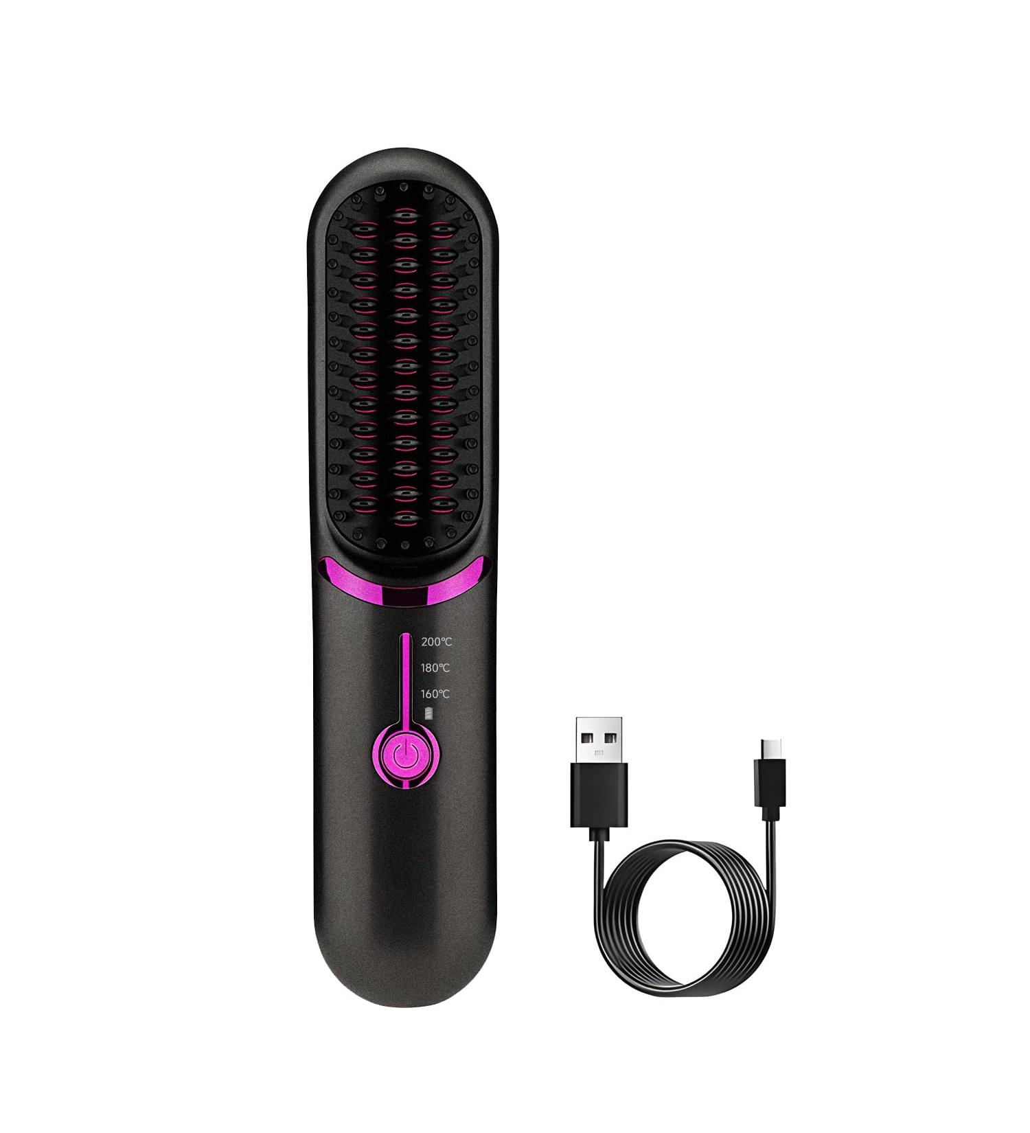 QUMOX Cordless Hair Straightener Brush - Portable Mini Ionic Comb for Travel Lightweight Ceramic Styling Tool for Women - Buy Online on GoSupps.com