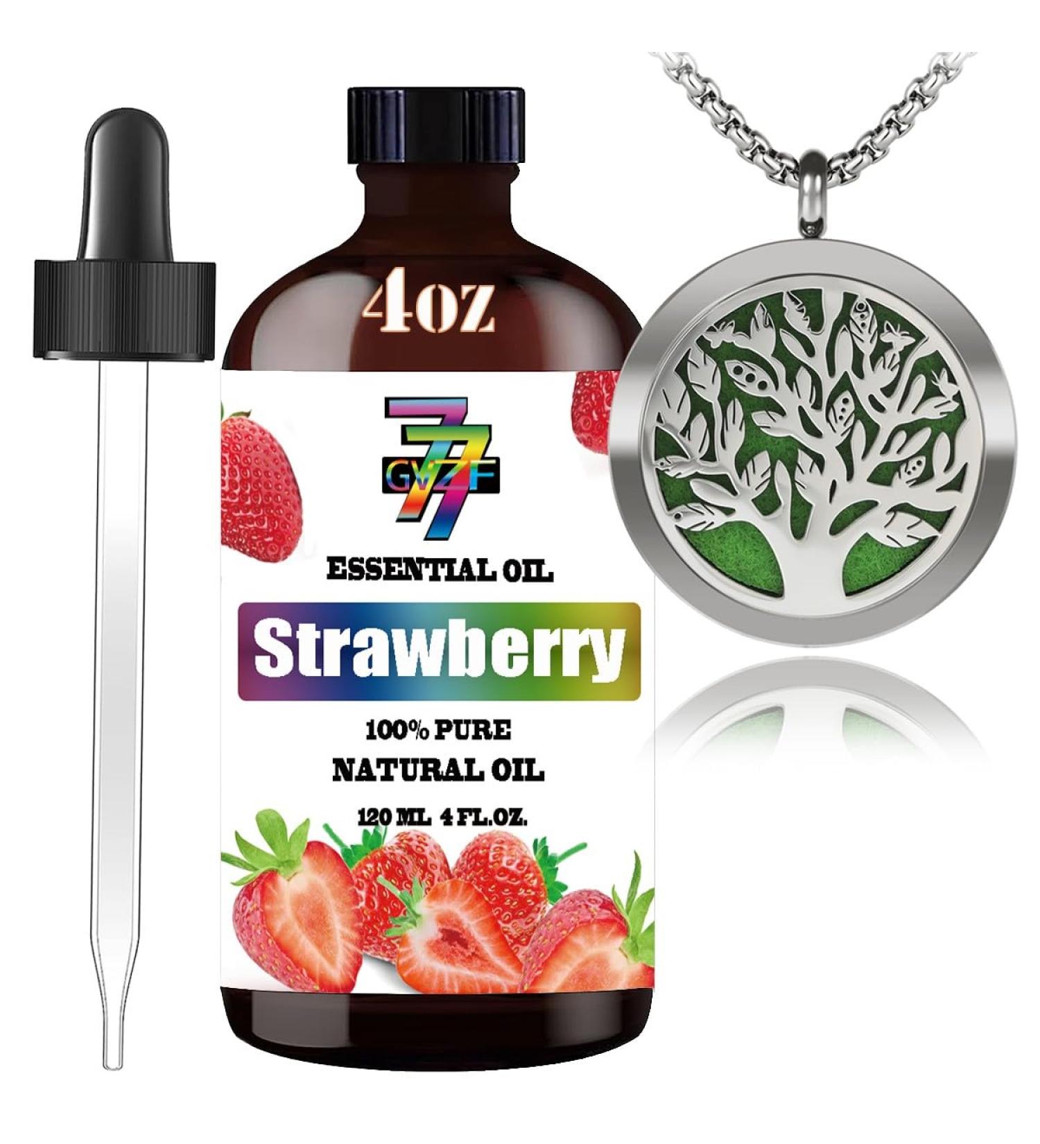 GV77ZF Essential Oil Diffuser Necklace and Strawberry Essential Oil (4oz/120ml) Combo Set - Buy Online on GoSupps.com