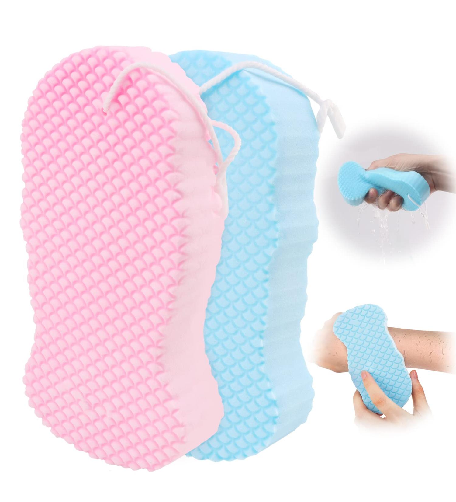 Soft Exfoliating Bath Sponge Set for Dead Skin Removal - 2 Pack (Pink & Blue) - Buy Online on GoSupps.com