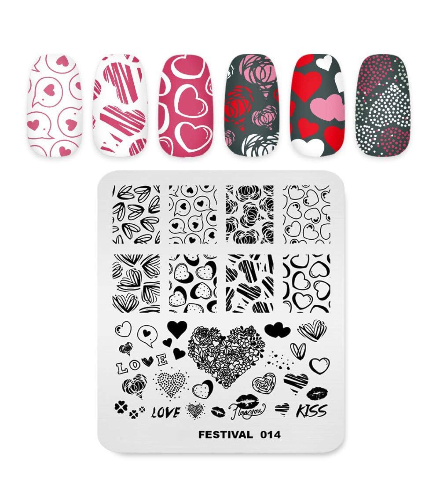Alexnailart Stamping Plate Heart Template - Nail Art Tools (FE014) - Buy Online on GoSupps.com