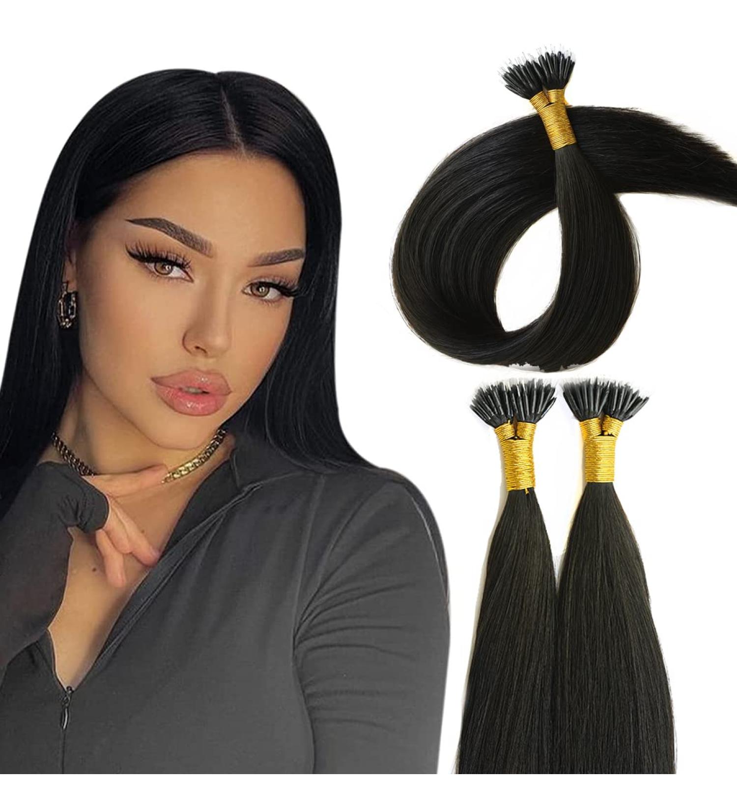 KOCONI 16 Inch Black Nano Rings Hair Extensions Real Human Hair Extensions Double Drawn Nano Ring Hair Extension Nano Tip Beads Human Hair Extensions 50g 1g/Strand #1 Jet Black 16 inch #1 Jet Black - Buy Online on GoSupps.com