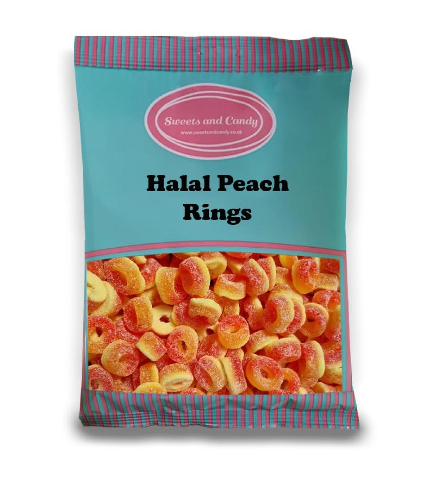 HALAL Sweets - Halal Bulk Sweets - Halal Pick and Mix Sweets - Sweets and Candy (Peach Rings 1kg)