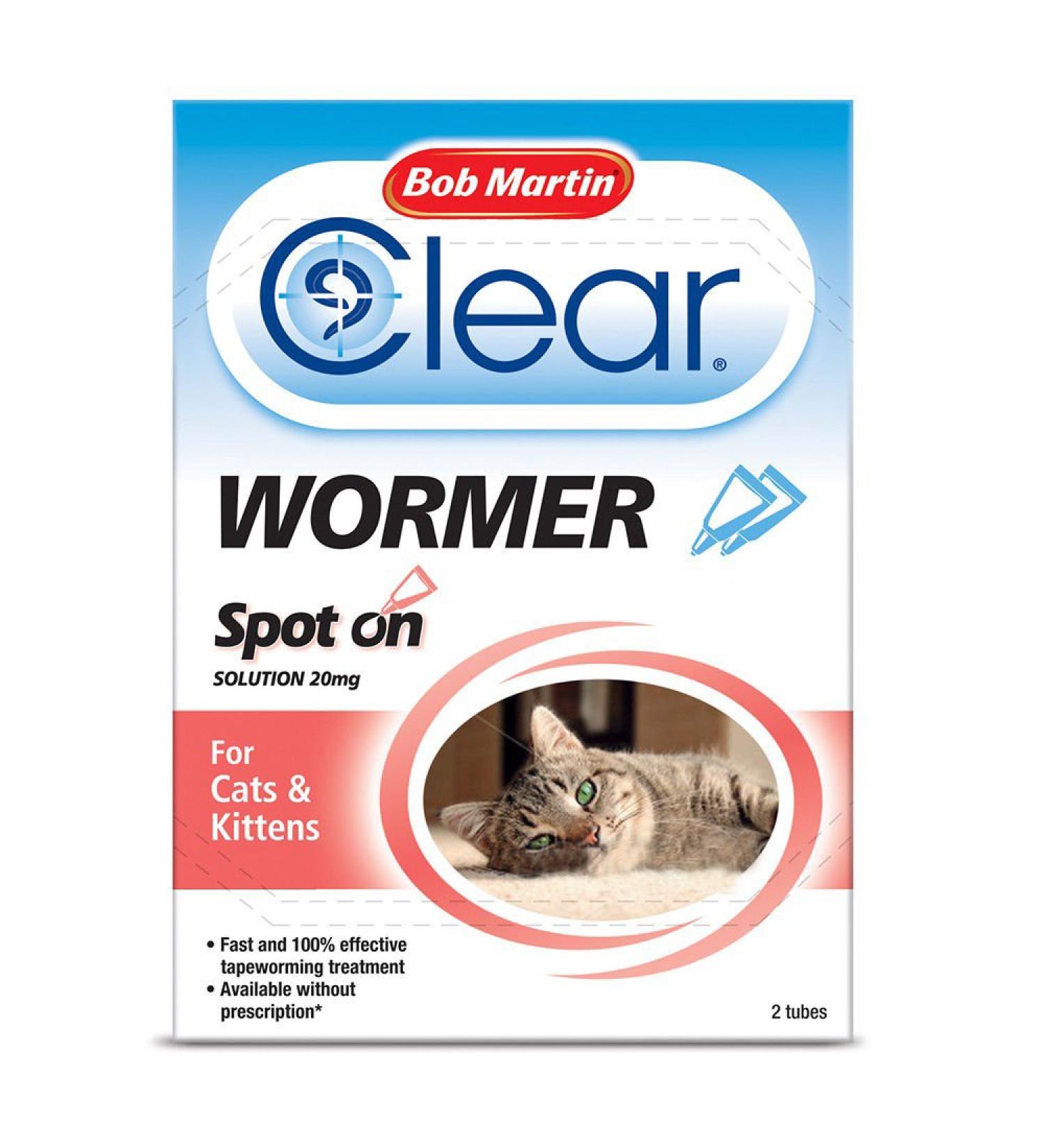 Bob Martin Clear Spot On Wormer Treatment for Cats and Kittens - 2 Tubes