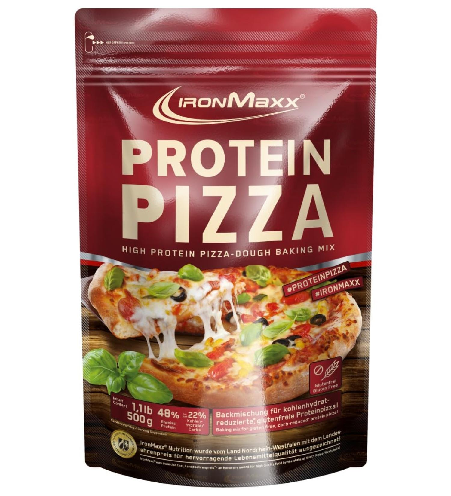IronMaxx Protein Pizza Mix - Low Carb High Protein Baking Mix 500g Pack - Healthy Delicious & Easy to Make - Buy Online on GoSupps.com