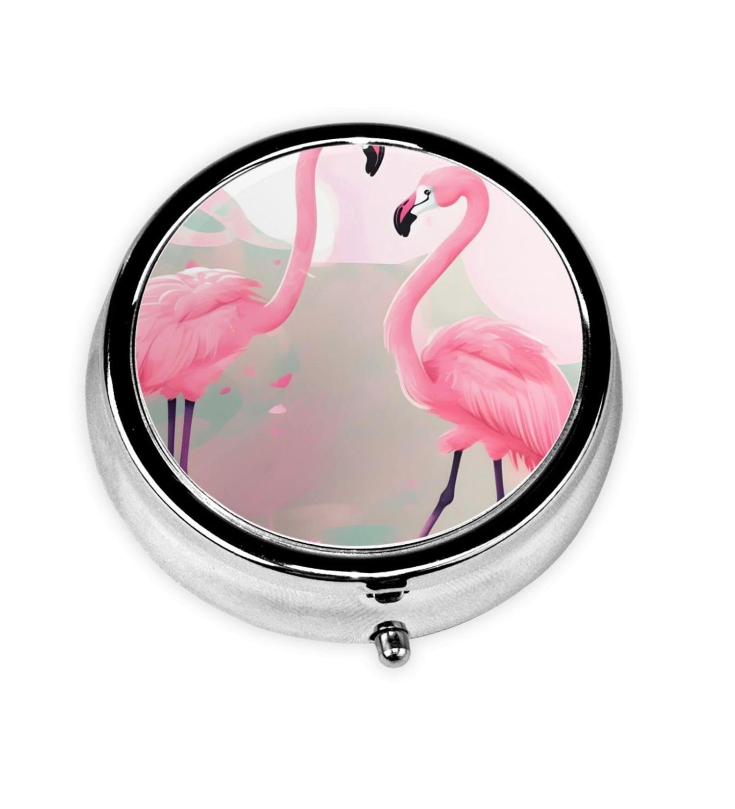 Buy Love Flamingoround 3 Compartment Portable Pill Box Organizer | Travel-Friendly Round Pill Box - International Shipping Available - Buy Online on GoSupps.com