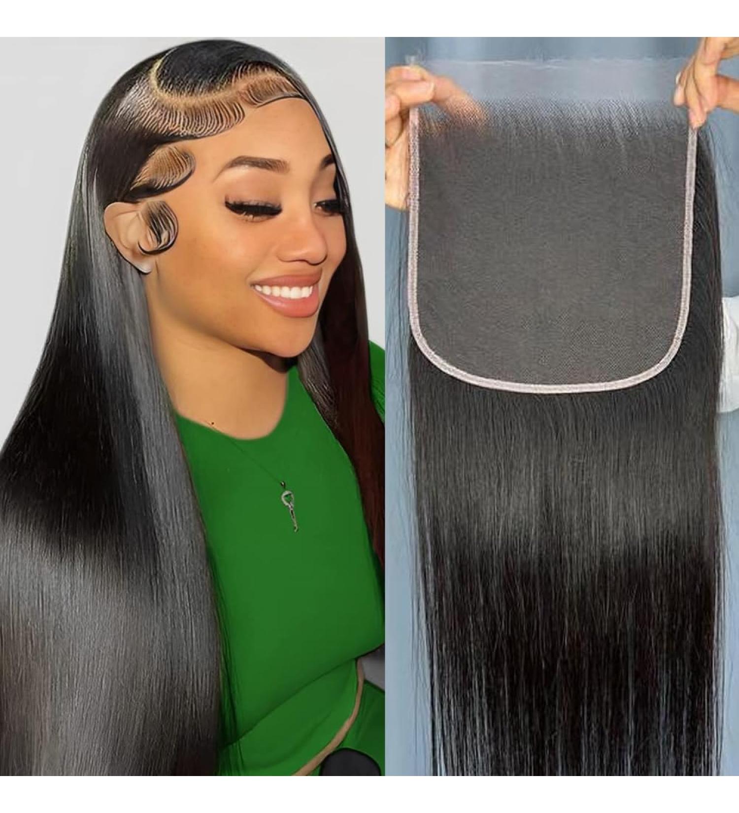6x6 Hd Lace Closure 12 Inch Straight Human Hair Lace Frontal Deep Part Transparent Swiss With Baby Hair Pre Plucked 150% Density Unprocessed Virgin Human Hair For Women - Buy Online on GoSupps.com