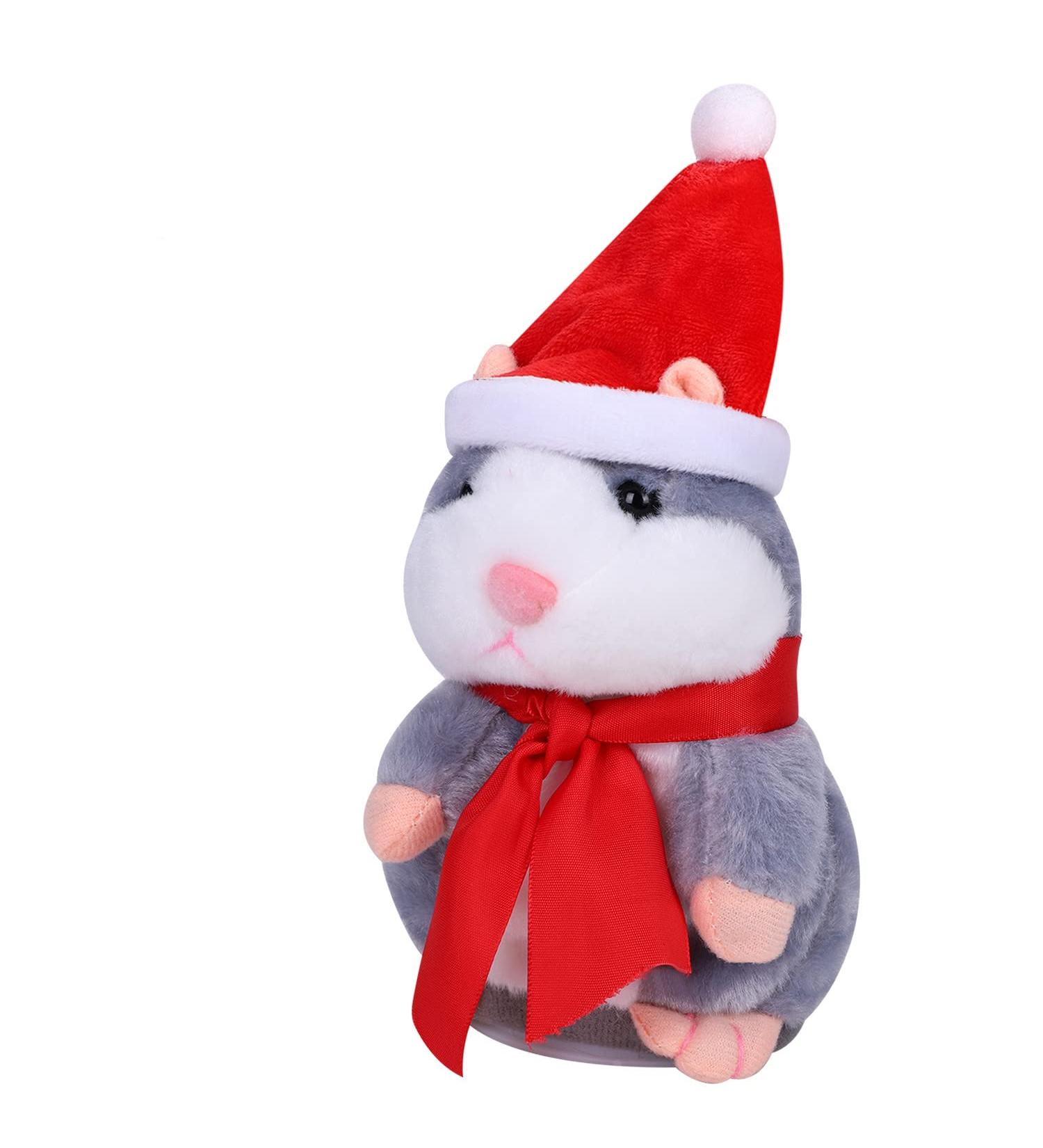 ITODA Talking Hamster Toy with Scarf and Hat - Electronic Plush Noding Sound Recording Doll - Fun Stuffed Toy for Kids - Christmas Birthday Gift - Grey - Buy Online on GoSupps.com