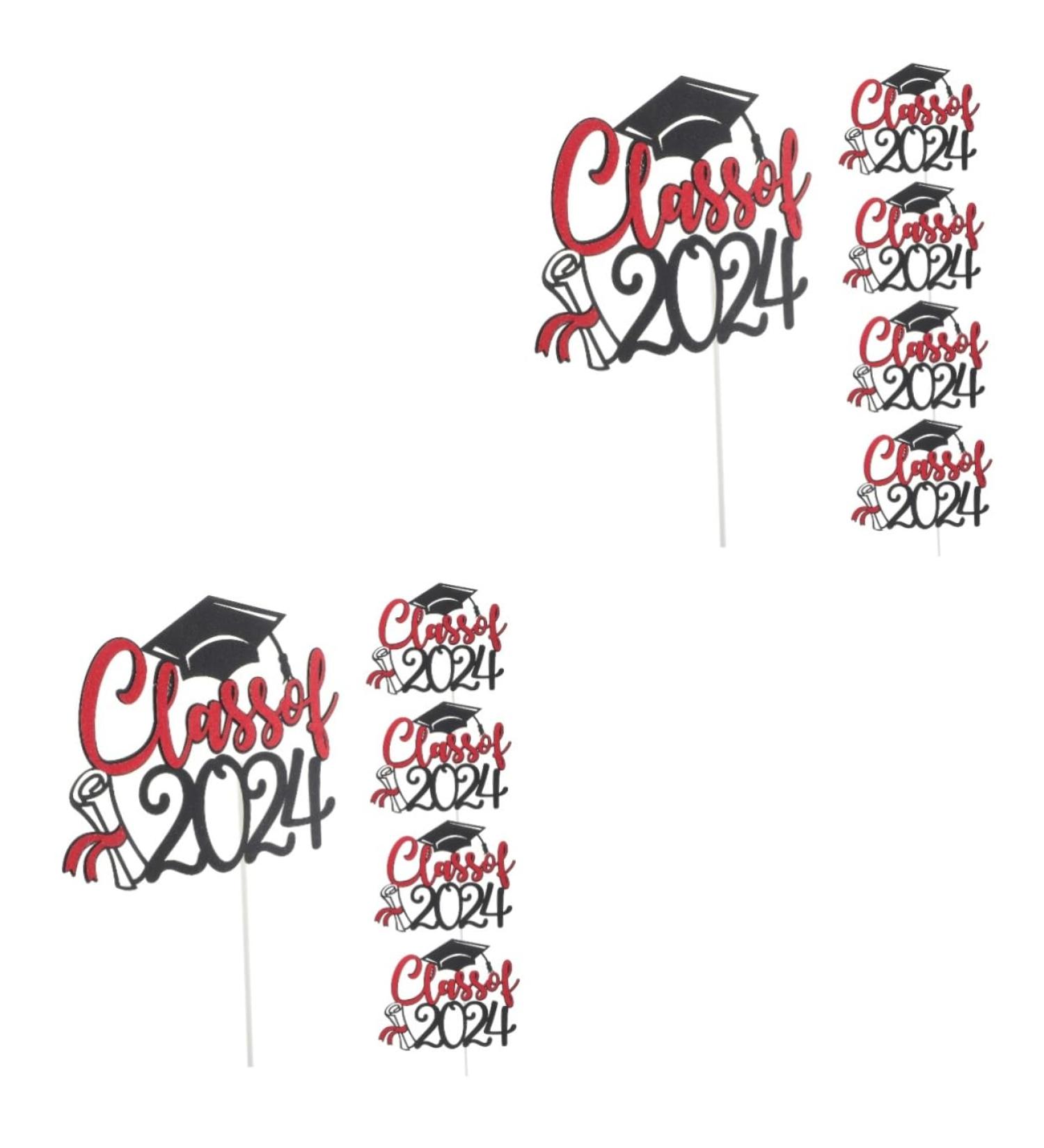 Warmhm 10 Sets Cake Insert Decor Party Supplies Graduation Cake Toppers Graduation Cupcake Topper Cake Picks Grad Cupcake Toppers European and American Plug-in Red Paper Redx2pcs 16.00X13.00X0.10CMx2pcs - Buy Online on GoSupps.com