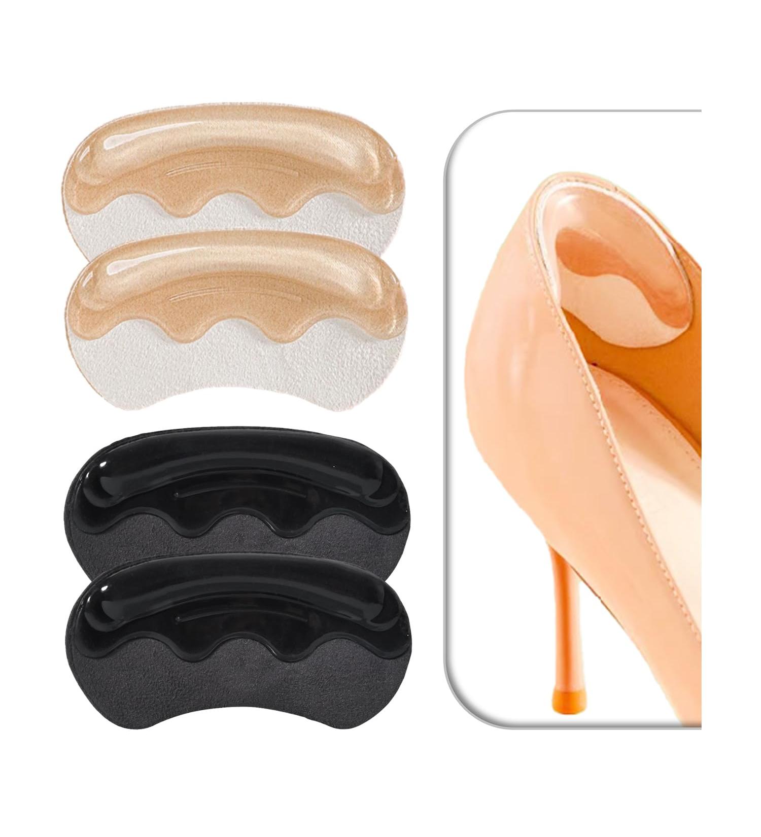 VivoFoot Anti-Slip Heel Grips - 4 Pairs Gel Liner Pads for Loose Shoes Blister Protectors for Men & Women - Self-Adhesive Cushion Inserts (Beige & Black - Buy Online on GoSupps.com