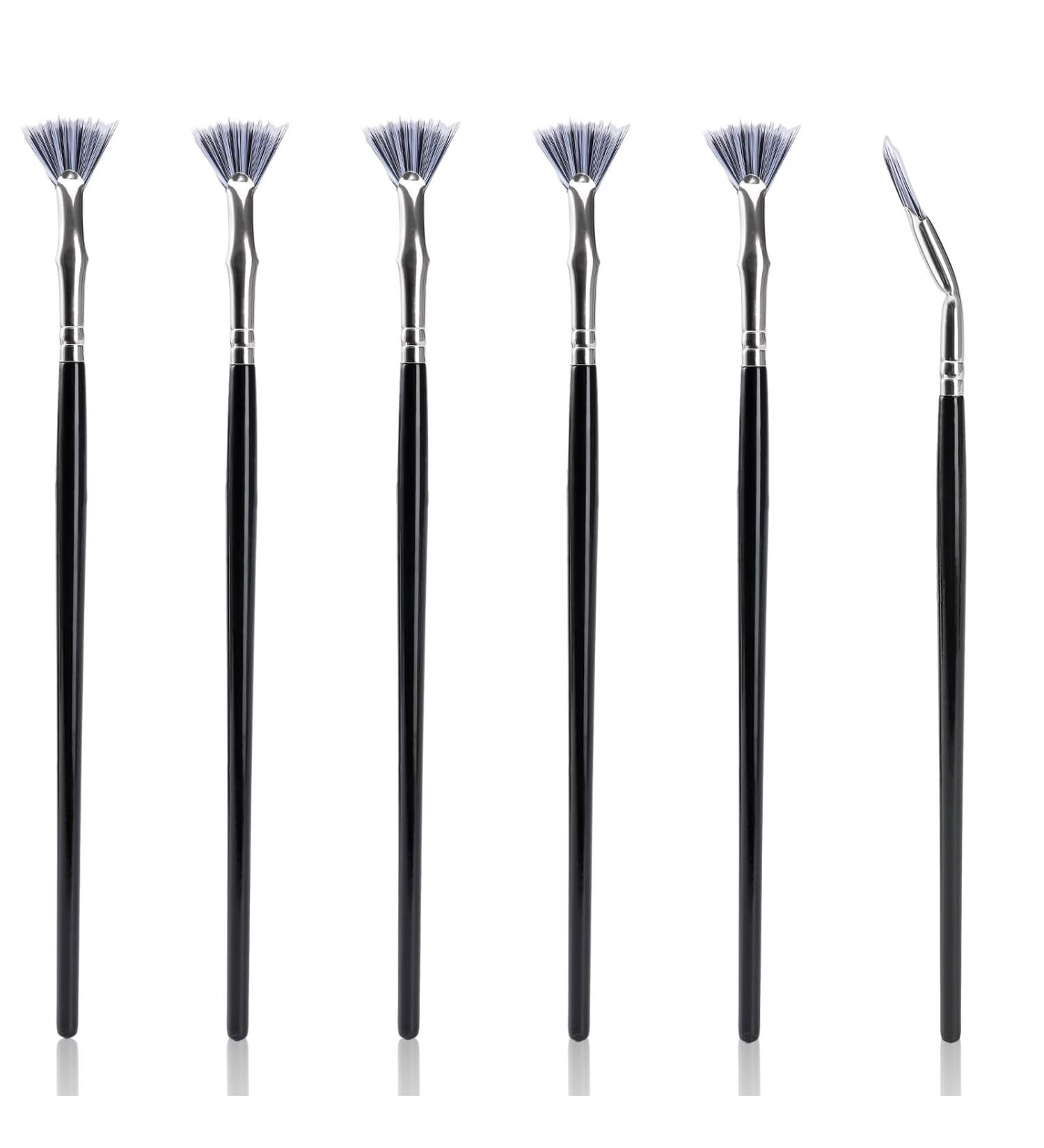 6 PCS Mascara Fan Brushes Set | Angled Scalloped Eyelash & Eyebrow Brushes for Natural Lift & Enhanced Lower Lashes | International Shipping Available - Buy Online on GoSupps.com