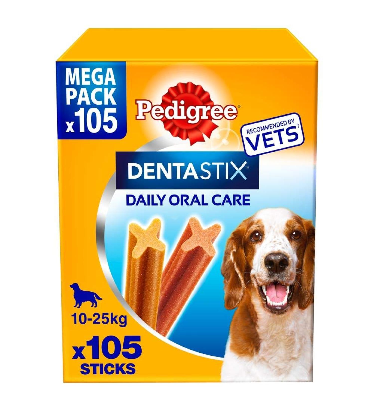 Pedigree DentaStix Daily Dental Chews Medium Dog 10-25kg 105 Sticks - Buy Online on GoSupps.com