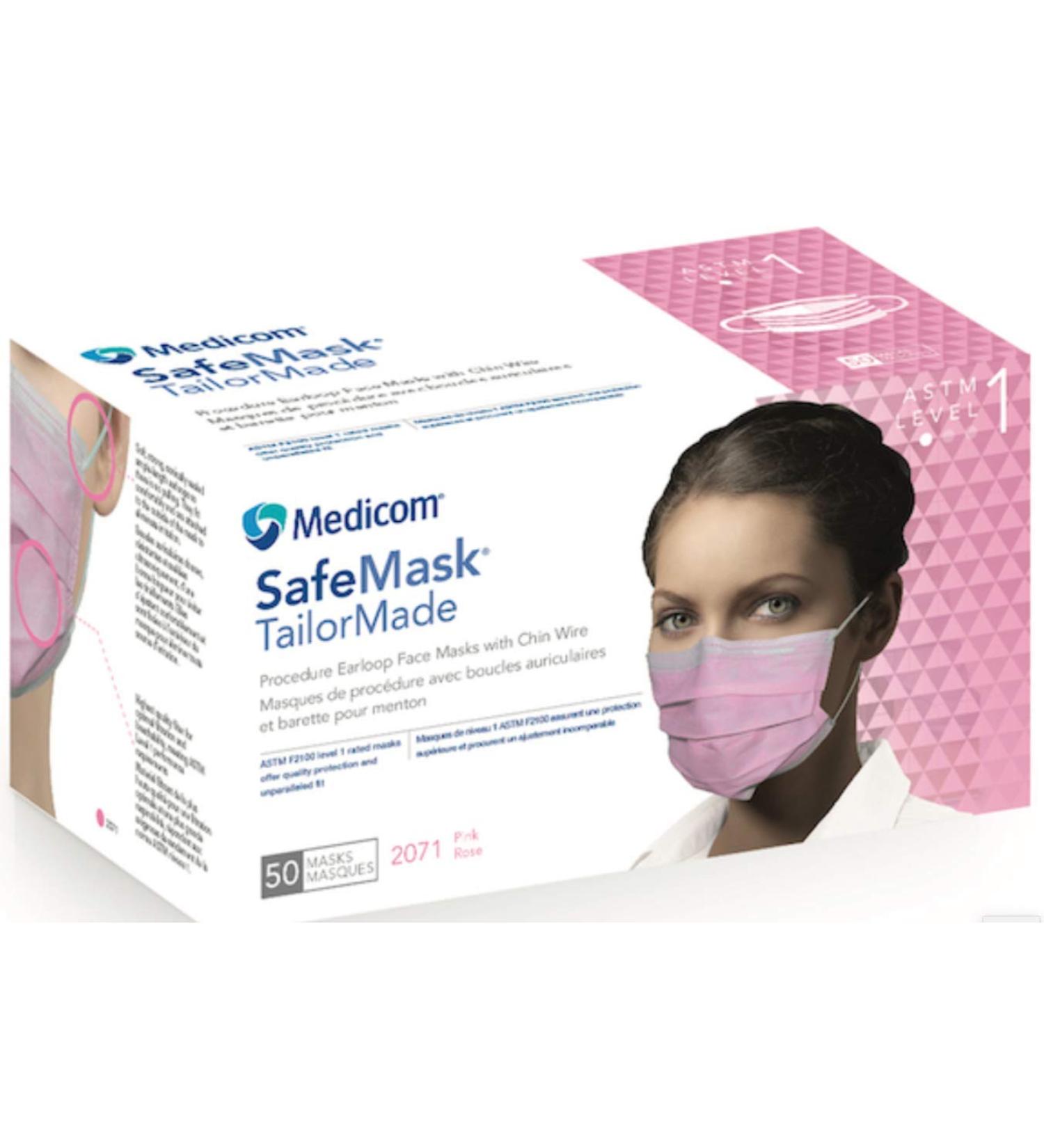 Medicom 2071 SafeMask Tailormade Masks Low Barrier Pink (Pack of 50)