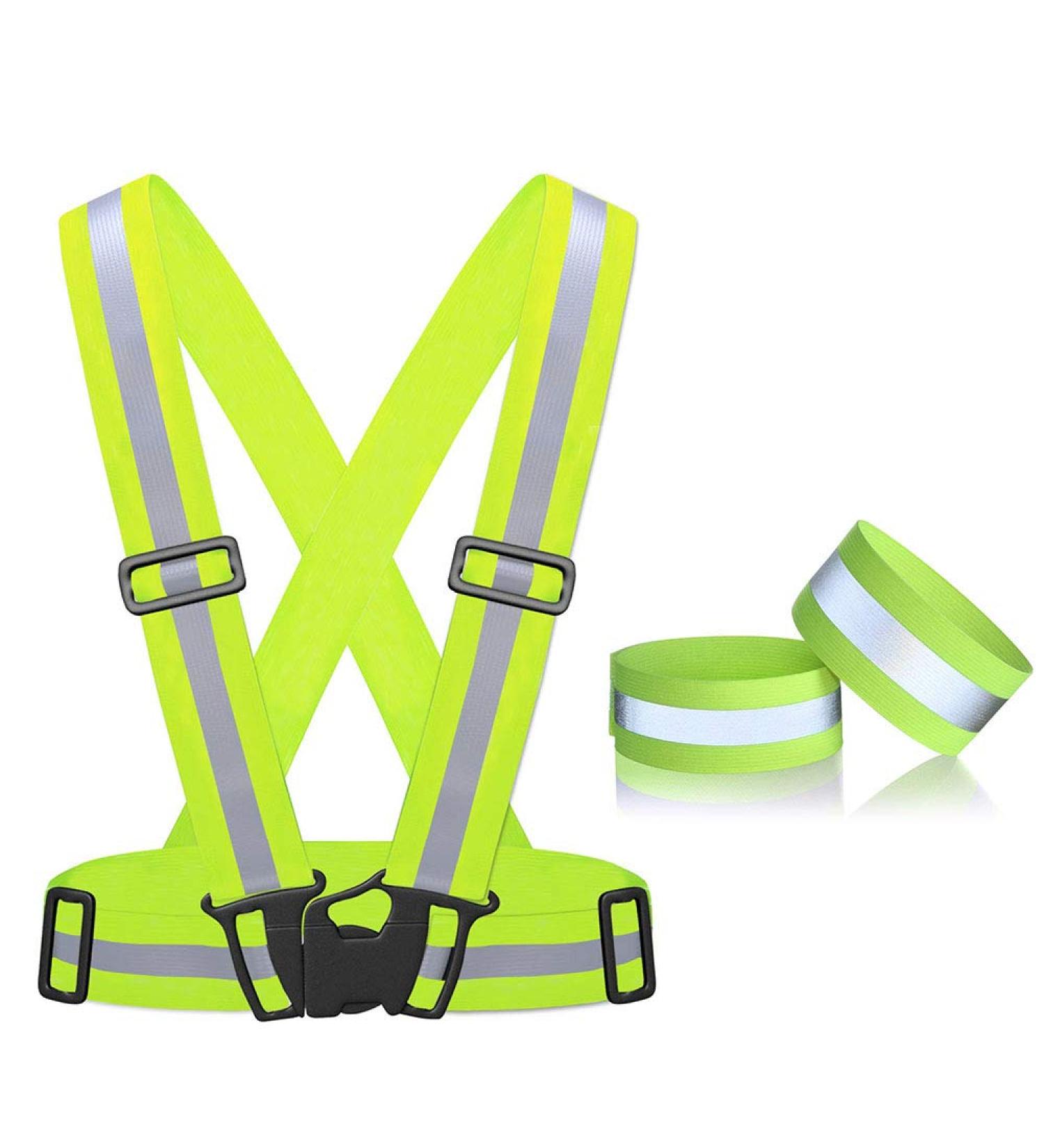 Adjustable High Visibility Reflector Vest for Biking & Jogging | Safety Vest with Strap Bracelet for Men & Women - Buy Online on GoSupps.com