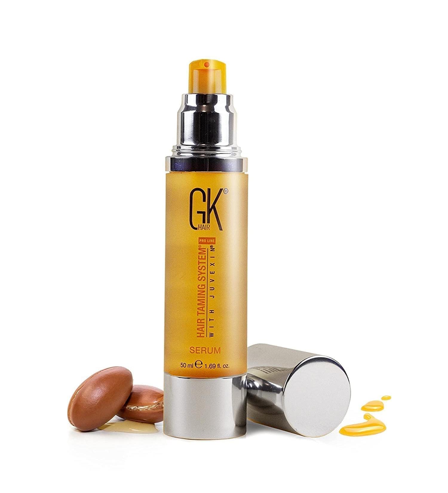 GK Hair Global Keratin Serum 50ml - 100% Organic Argan Oil for Frizz Control Heat Protection & Strengthening - Hair Repair Solution - Buy Online on GoSupps.com