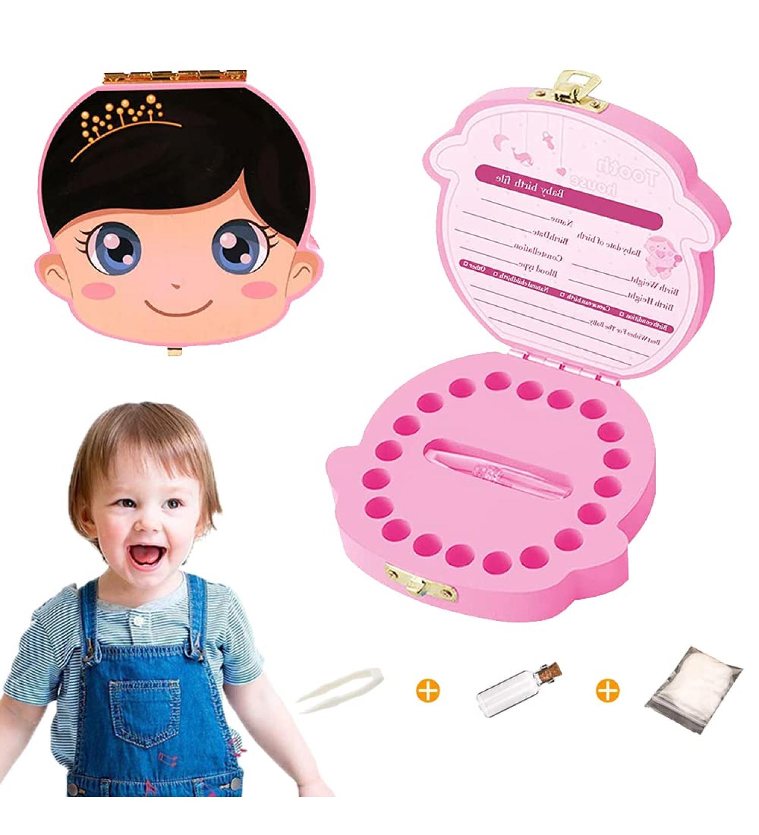 Baby Teeth Keepsake Box - Wooden Tooth Storage Box for Boys - Pink Kids Tooth Box - Buy Online on GoSupps.com