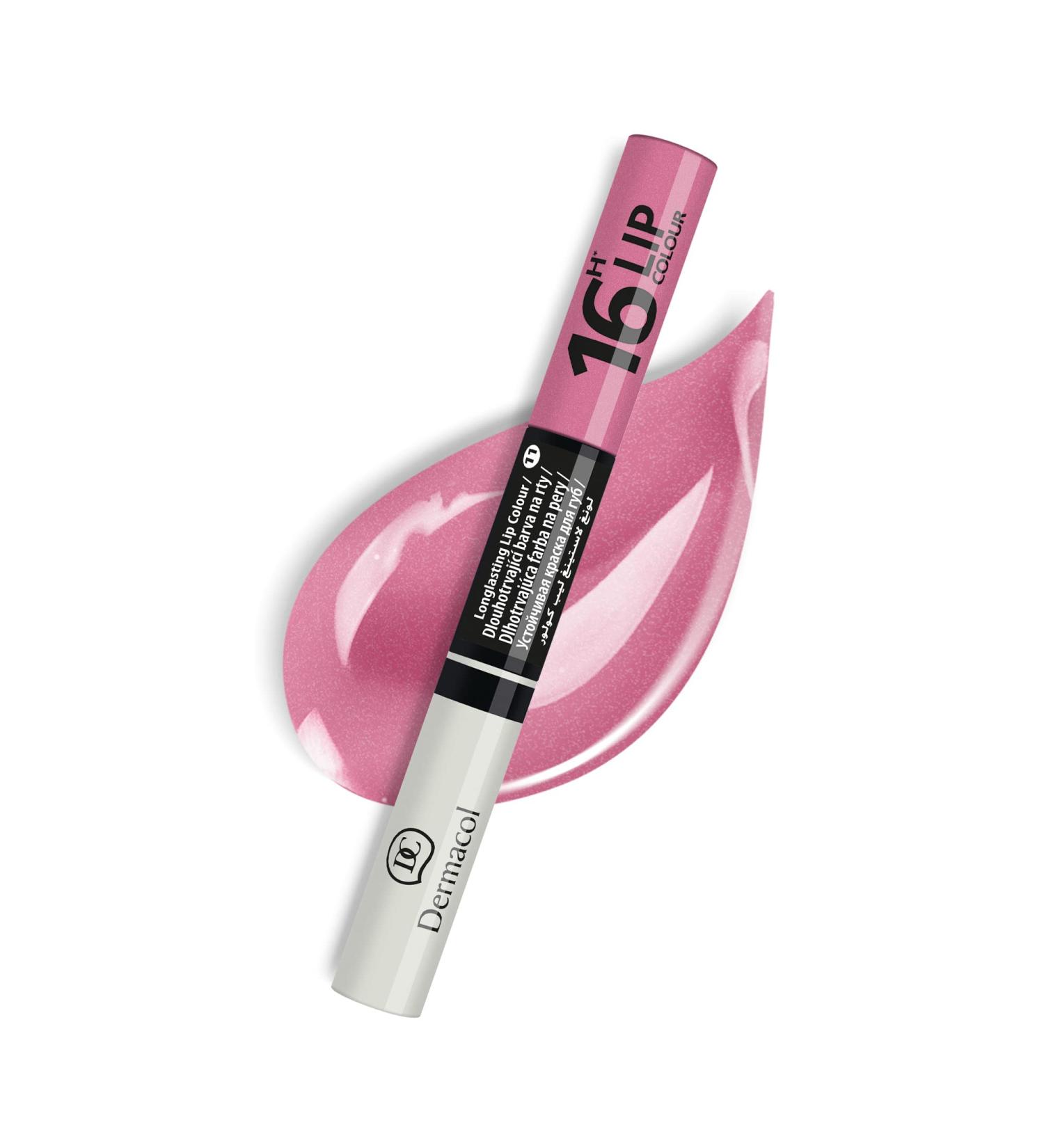 Dermacol 16-Hour Lip Colour Glossy Lip Stain Plumper - Shimmering Light Pink 7.1 mL - Buy Online on GoSupps.com