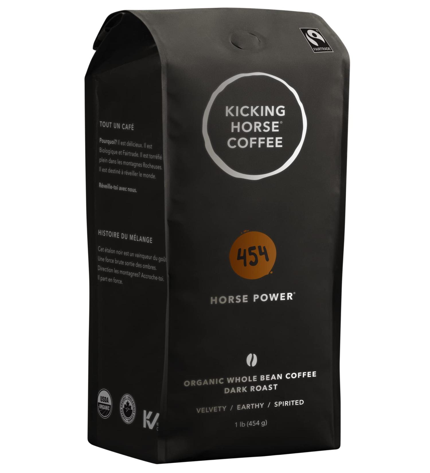 Kicking Horse Coffee 454 Horse Power Dark Roast Whole Bean 1 lb (Pack Of 6) - Certified Organic Fairtrade Kosher 454 g (Pack of 6) 454 Horse Power - Buy Online on GoSupps.com