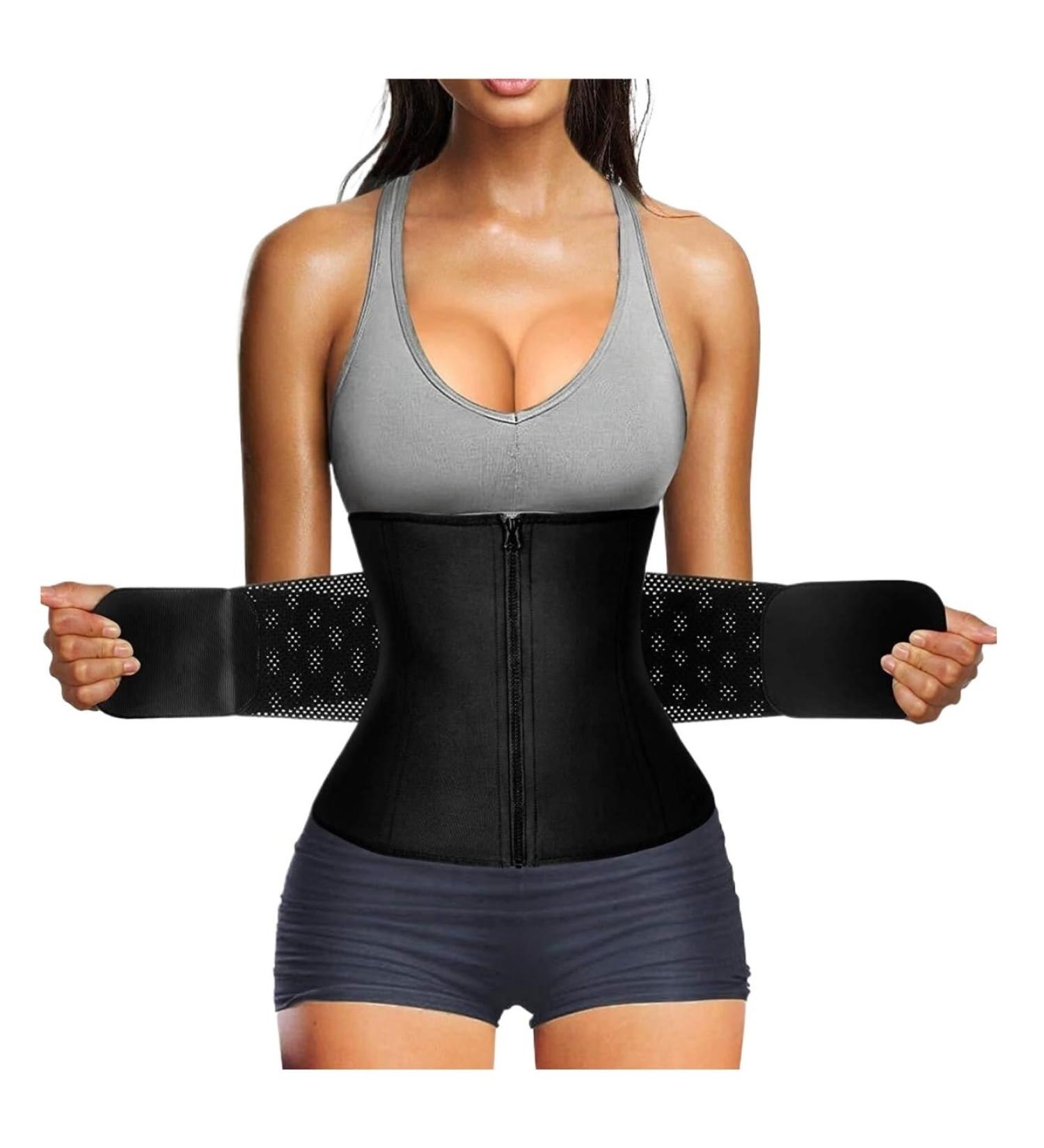 HKDYWTNB Back Brace Lumbar Support Waist Trainer Belt Tummy Control Waist Cincher Trimmer Sauna Sweat Slimming Waist Belt Medium Black - Buy Online on GoSupps.com