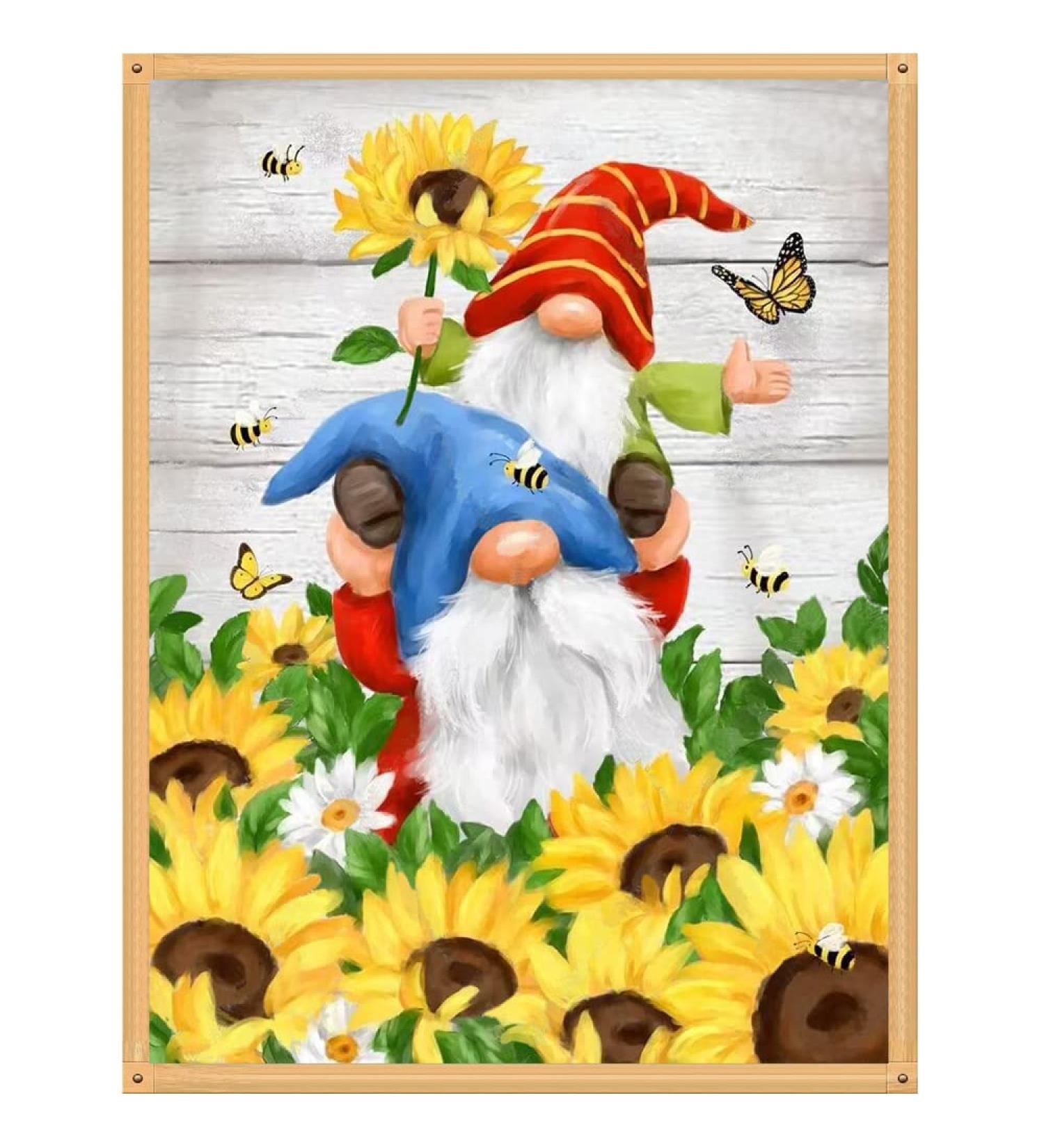 Gnomes Stamped Cross Stitch Kit for Beginners - Floral Needlepoint Patterns | Dimensions Needlecrafts Embroidery Kit | Arts and Crafts - Buy Online on GoSupps.com