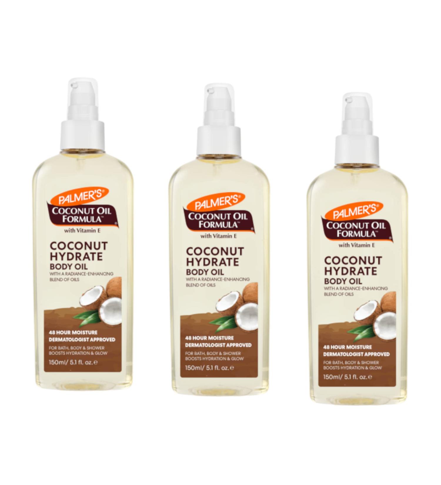 Palmers Coconut Oil Body Oil 5.1oz (150ml) 3 Pack - Hydrating Body Oil Set - Buy Online on GoSupps.com