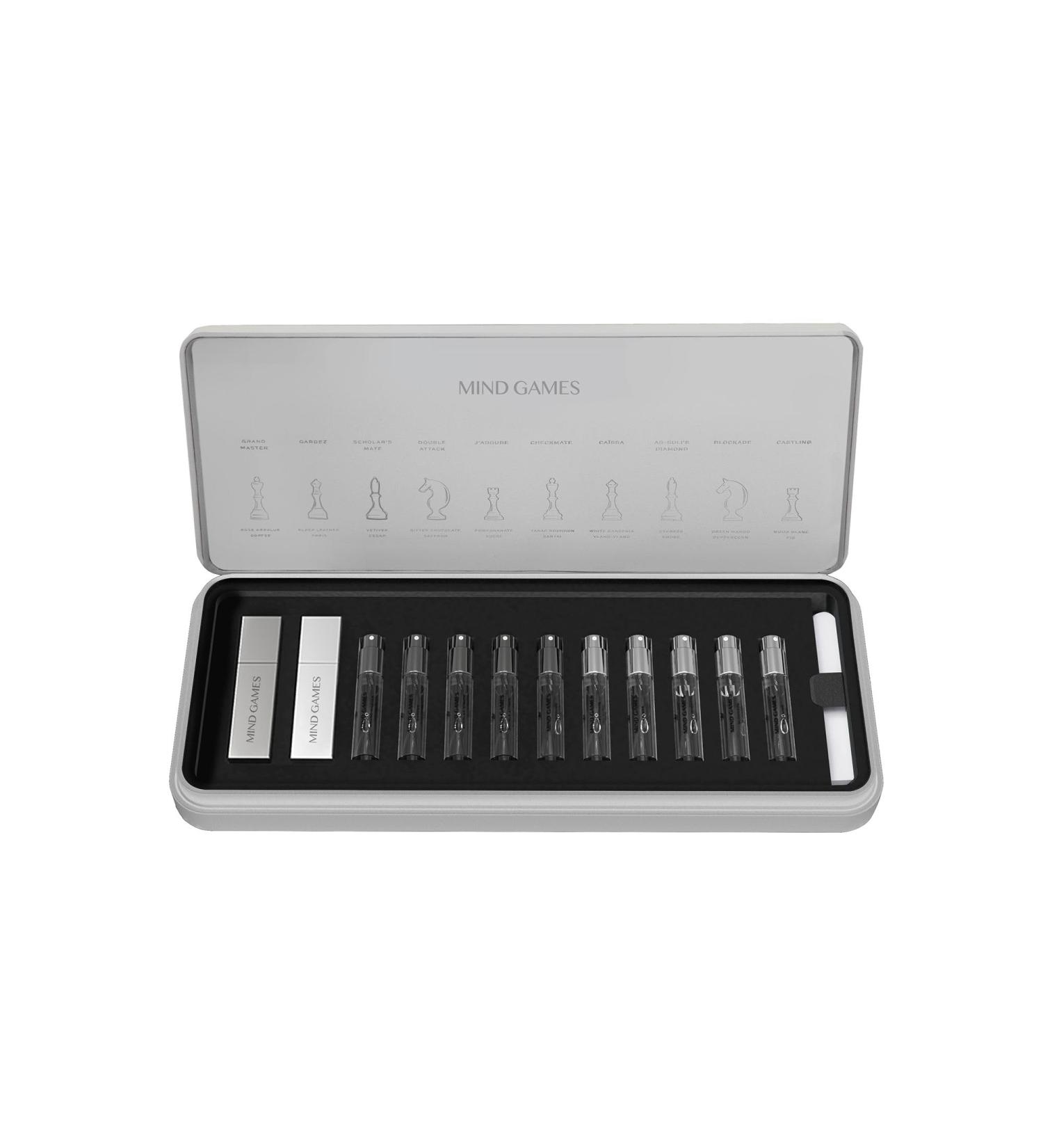 MIND GAMES 10 Piece Artisan Discovery Set - Perfume Set for Women & Men with Checkmate Ca ssa As-suli s Diamond Blockade Castling Grand Master Gardez Scholar s Mate Double Attack J'Adoube - Buy Online on GoSupps.com