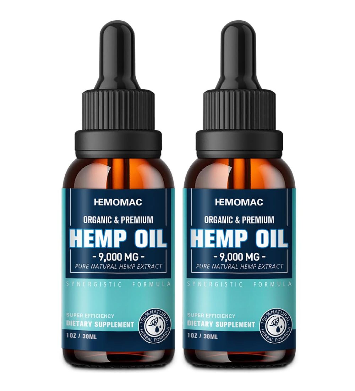 Hemp Oil (2-Pack) High Potency for Pain Sleep Anxiety Relief- Maximum Strength Natural Hemp Oil Drops and Organic Hemp Tincture Vegan Non-GMO - Buy Online on GoSupps.com