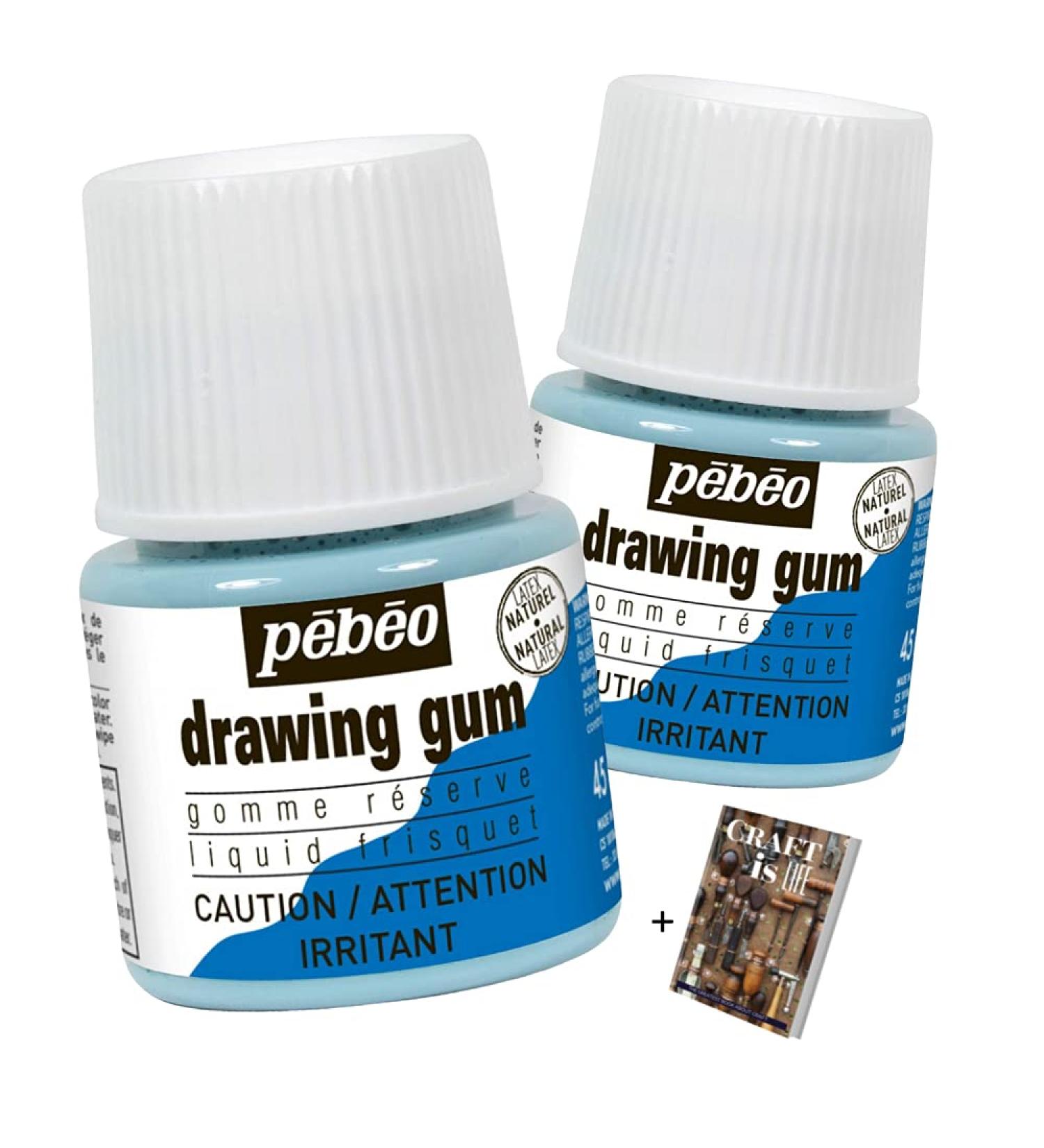 Pebeo Drawing Gum 2-Pack 45ml - Liquid Latex Masking Fluid for Artists - Ideal for Ink, Gouache, Watercolor Painting - Includes E-book for Modern Art & Graphic Design - Color Free Areas & Mixed Media - Buy Online on GoSupps.com