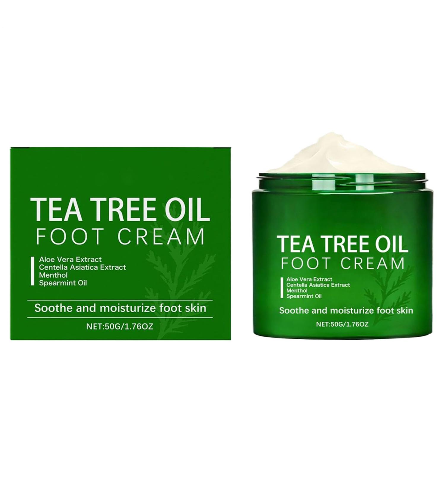Tea tree oil foot cream with aloe vera extract 50g repairing foot cream moisturizing smoothing and nourishing for all seasons multi-purpose for feet - Buy Online on GoSupps.com