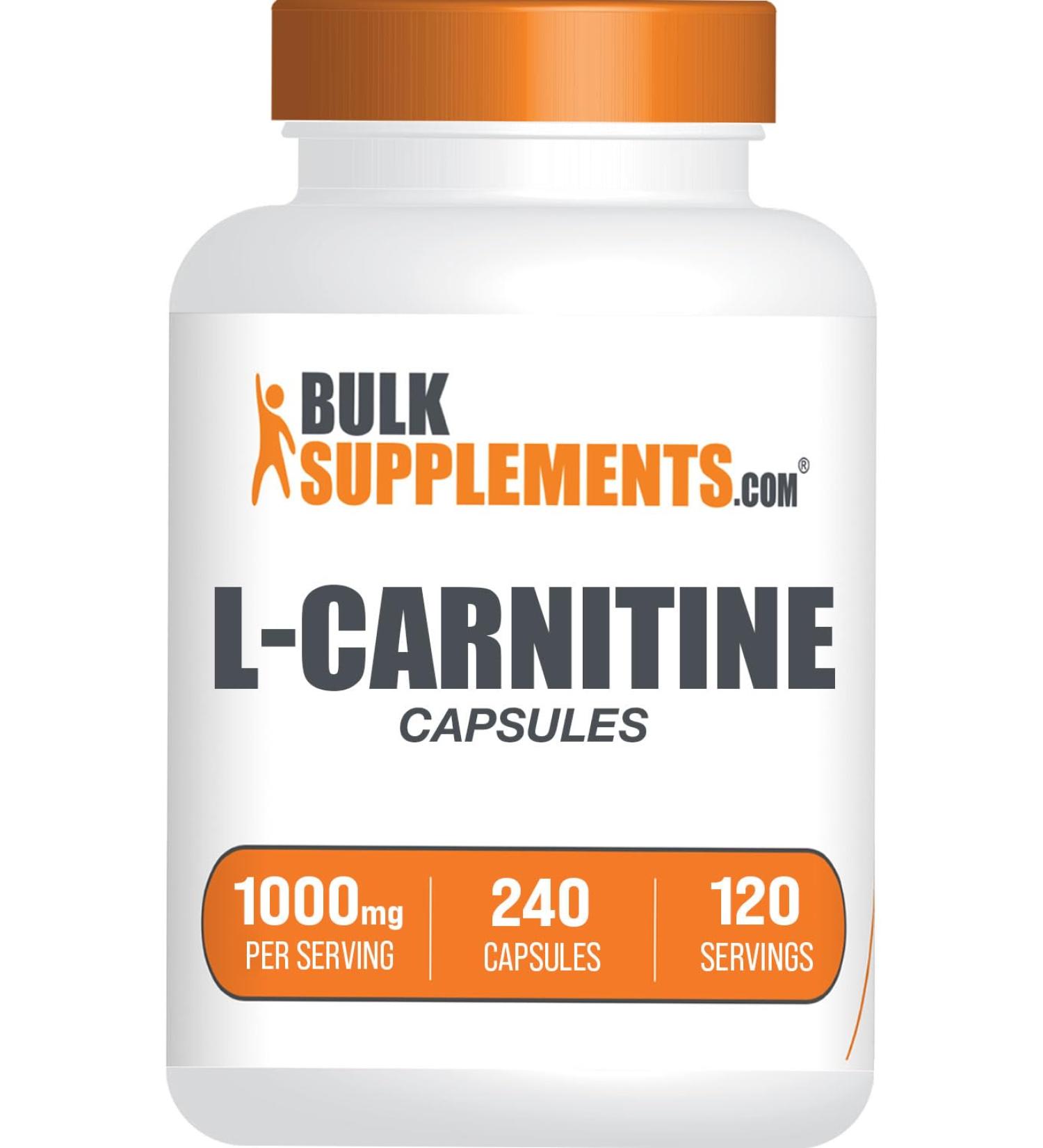 L-Carnitine 1000mg Capsules - BulkSupplements.com | Carnitine Supplement | 240 Capsules for Energy & Weight Loss - Buy Online on GoSupps.com