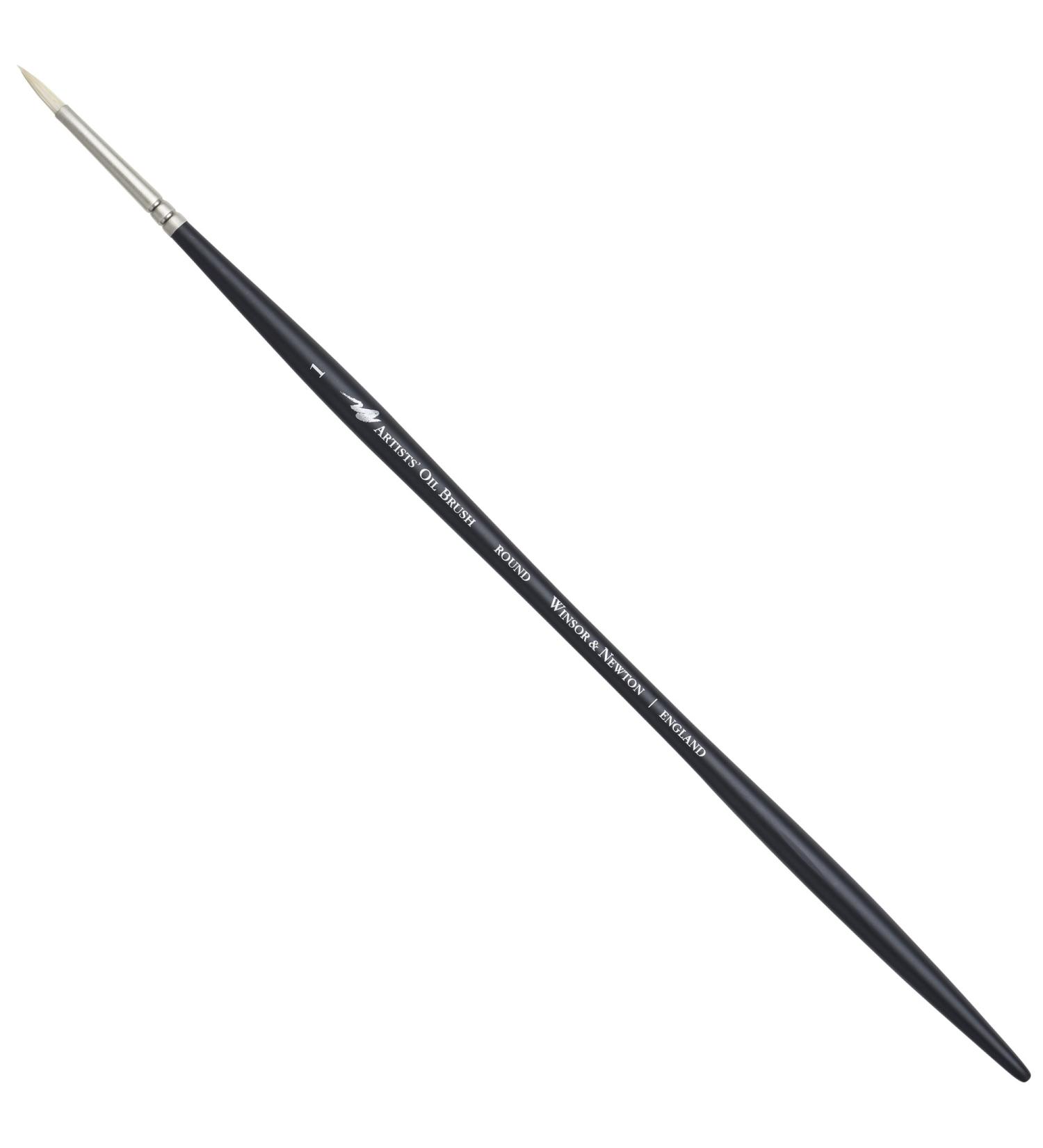 Winsor & Newton Artists' Oil Brush - Round (Long Handle) - Size #1,Black #1 Round