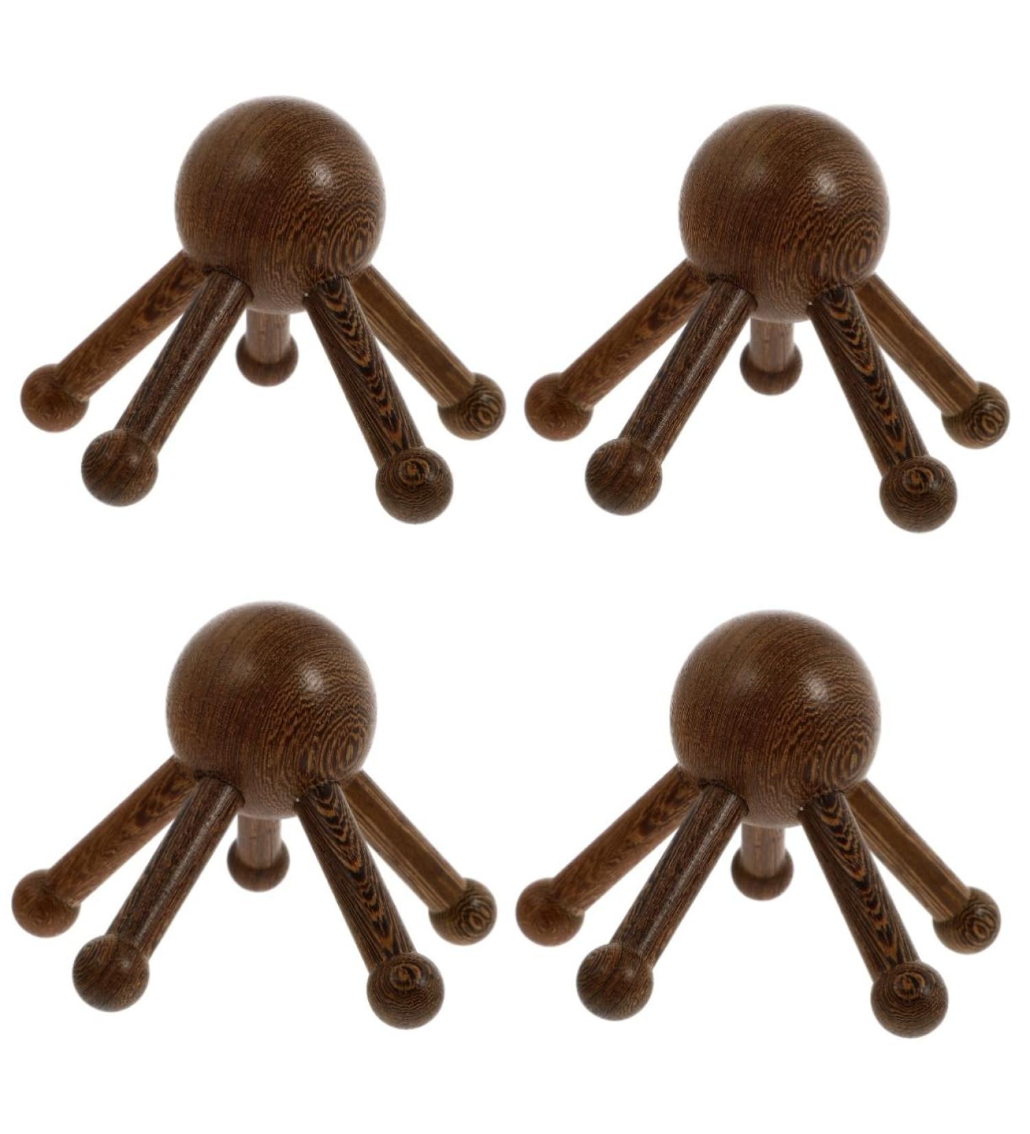 Ultechnovo 4-Piece Wooden Massage Set | Hand Massagers Scalp Massager & Hairbrush | International Shipping Available - Buy Online on GoSupps.com