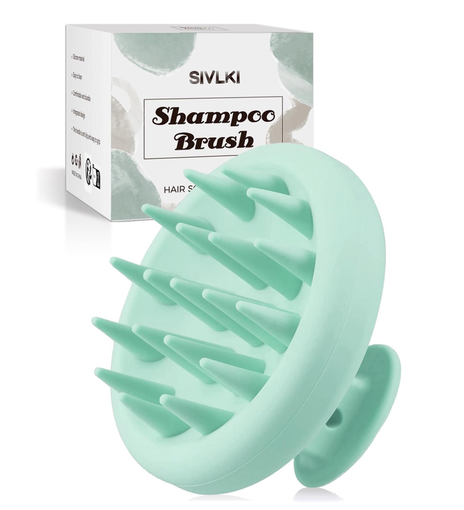 Sivlki Scalp Massage Brush - Silicone Shampoo Brush for Dandruff Removal & Hair Growth - Pine Green - Buy Online on GoSupps.com