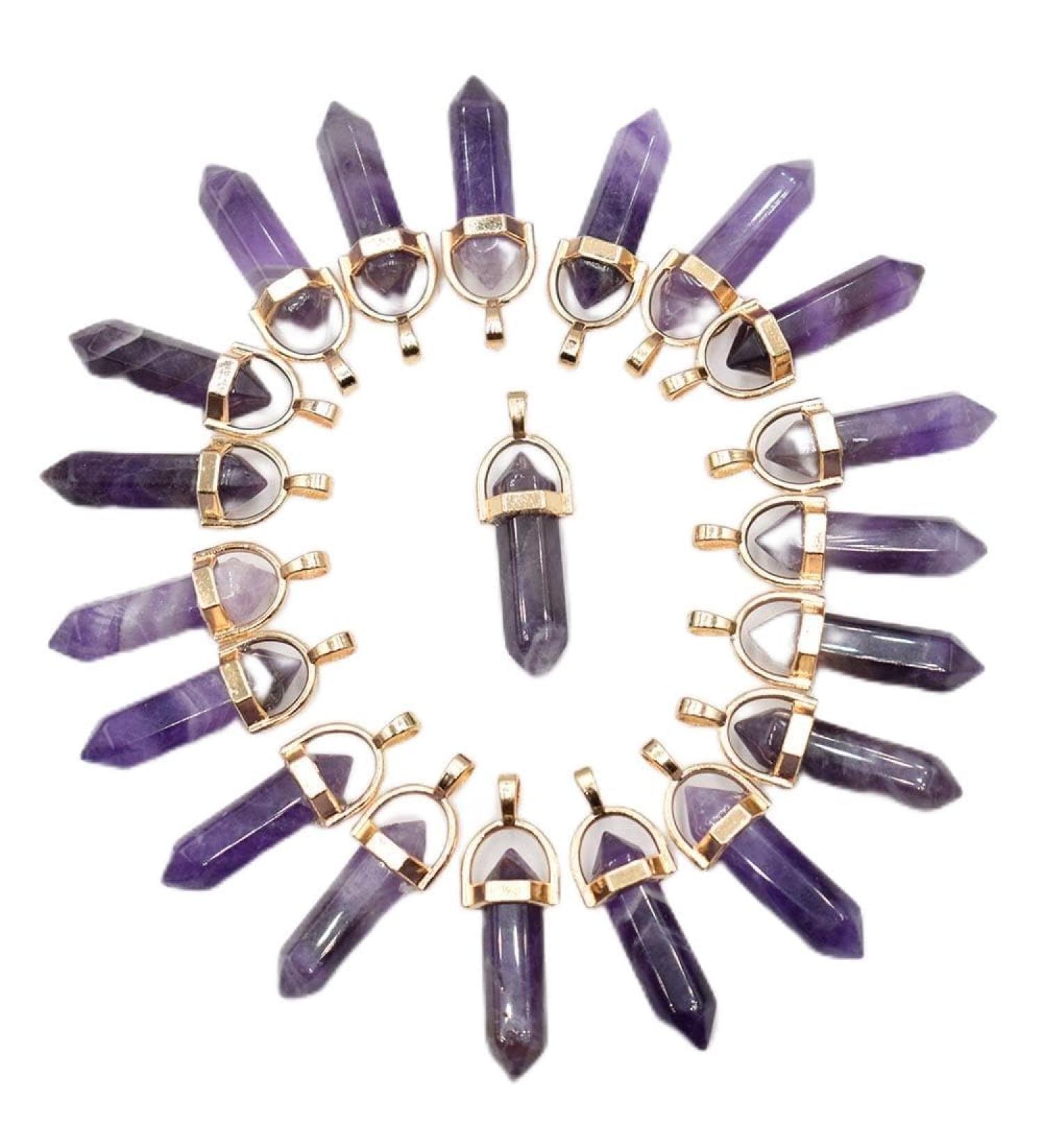 RVBLRDSE natural stone pendant 20pcs/lot Natural Stone Amethysts Hexagonal Pendants for Jewelry Making Pendant Pendant Opal stone - Buy Online on GoSupps.com