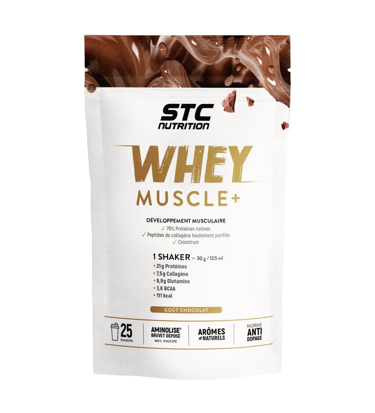 STC NUTRITION Whey Muscle+ Native Proteins Dry Muscle Development Patented Innovation Aminolise 100% Digest Free of Colorings Gluten Free Chocolate Flavor - 25 Shakers Doypack 750g - Buy Online on GoSupps.com