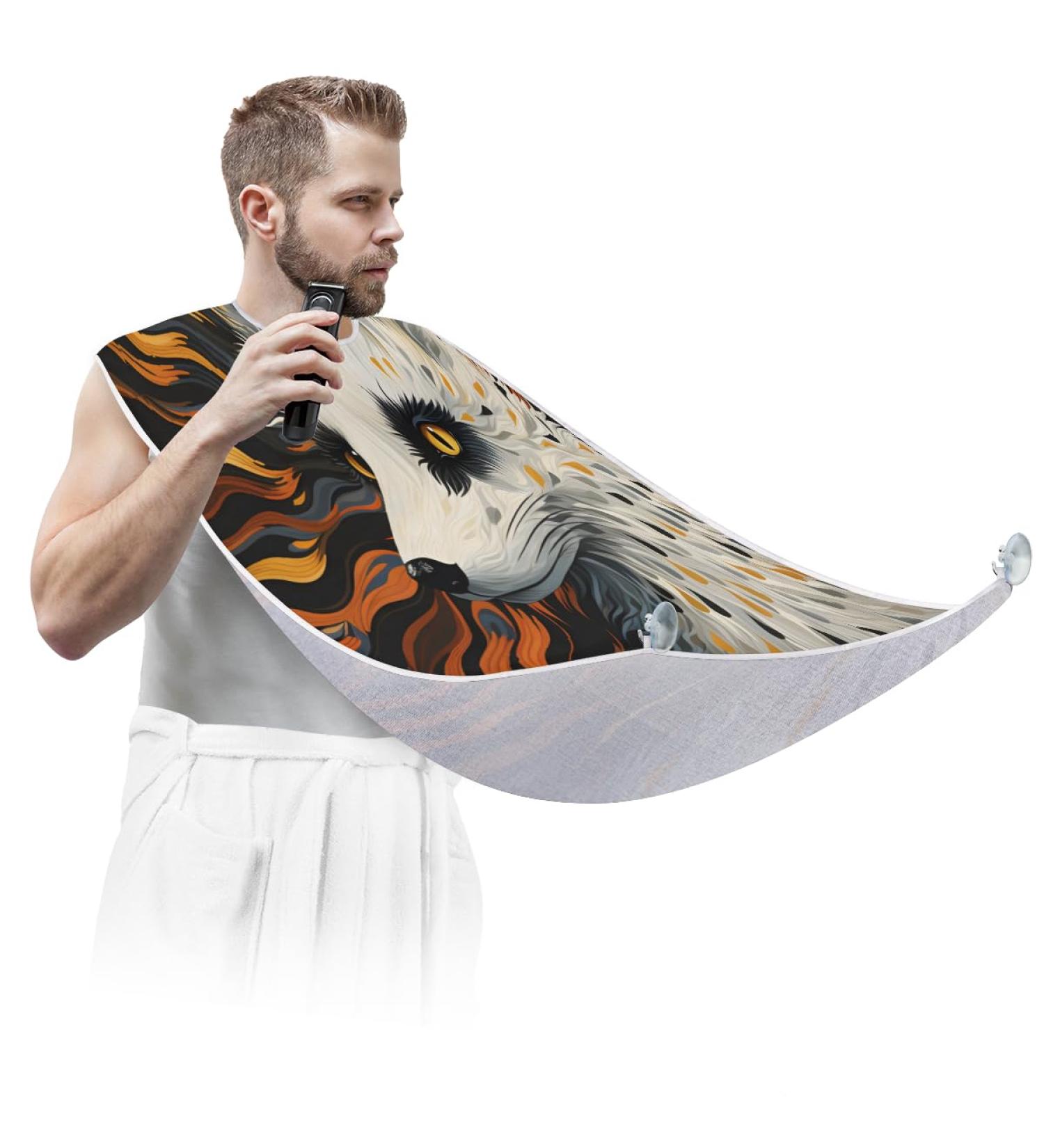 White Fox Beard Bib Apron - Best Beard Hair Catcher for Men | Perfect Father's Day & Christmas Gift for Dad & Husband | Includes 2 Suction Cups - Buy Online on GoSupps.com