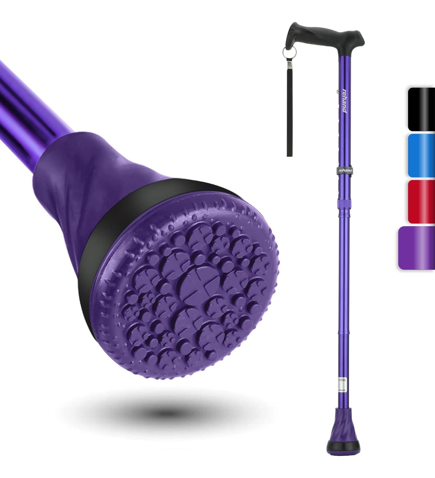 Rehand All Terrain Walking Cane - Foldable Colorful Mobility Aid for Seniors - Romance Purple - Buy Online on GoSupps.com