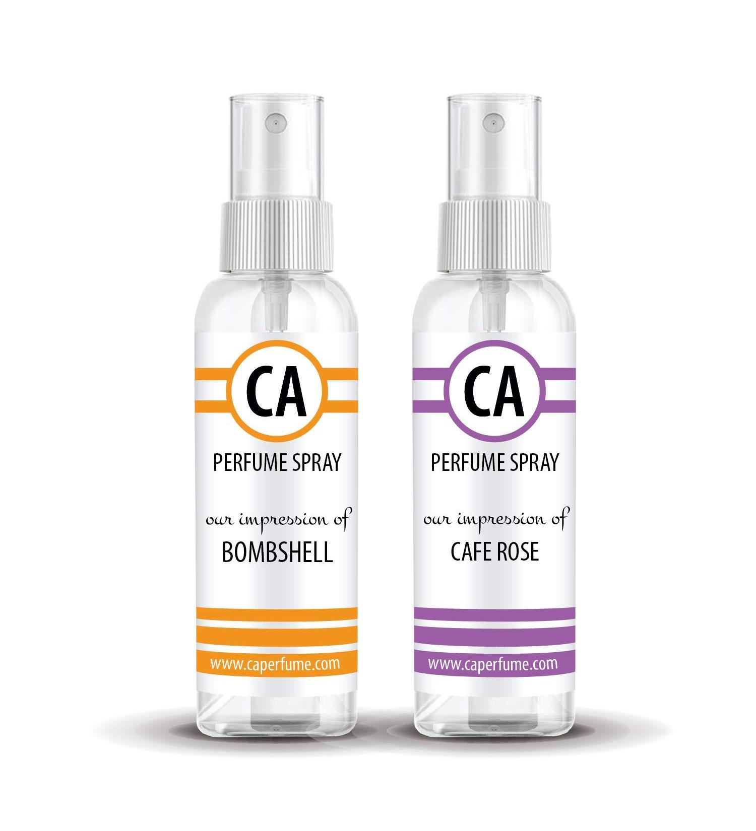 CA Perfume Impression of (Bombshell + Cafe Rose) Travel Size Sample Fragrance Refillable Atomizer Long Lasting Eau de Parfum (Cologne) Sprayer / 2 Fl Oz/ 60 ml Bombshell + Cafe Rose Impression - Buy Online on GoSupps.com