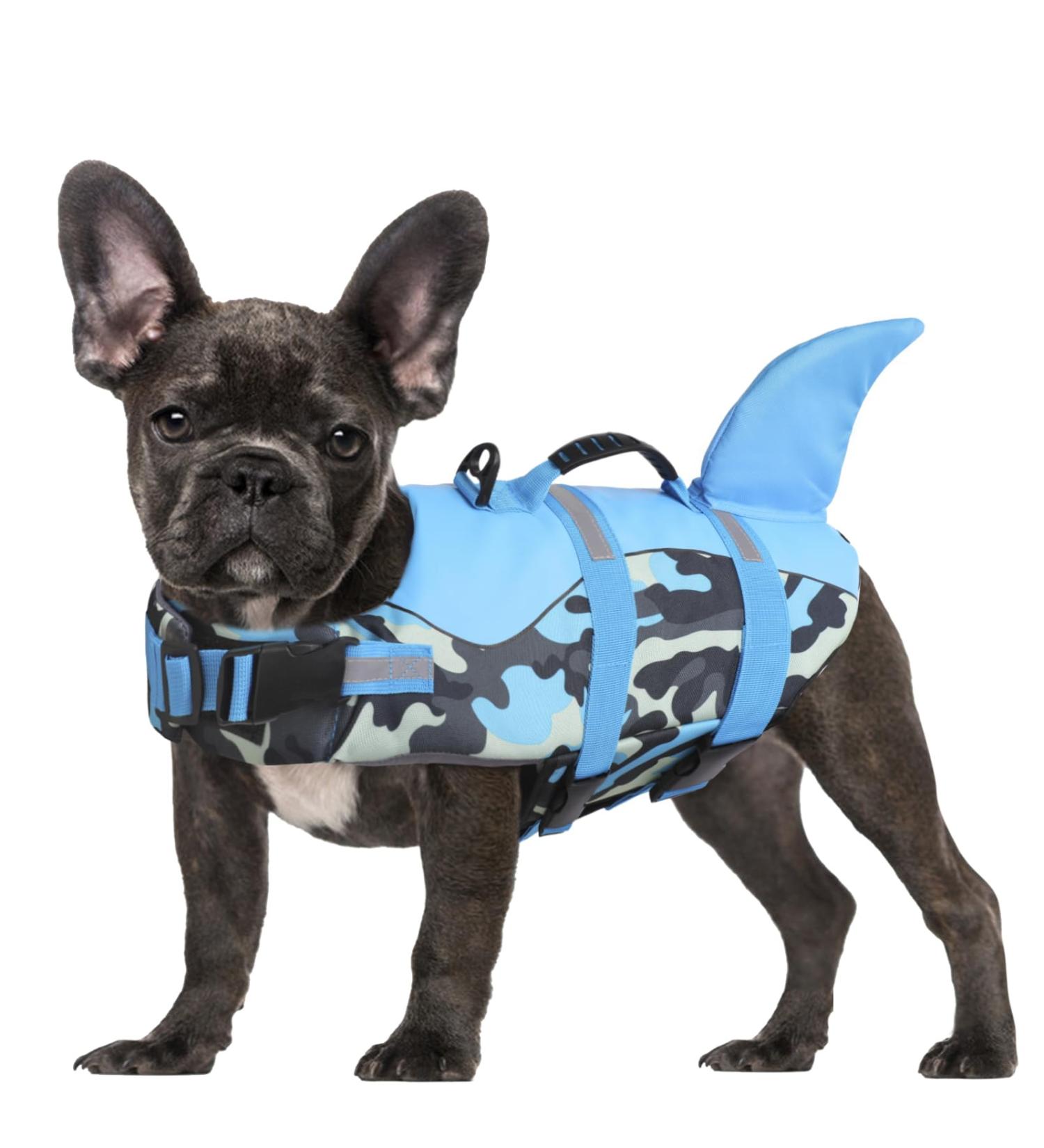 Shop Cit toile Dog Life Jacket - Safe & Lightweight Water Sports Vest for Small to Large Dogs - Blue Camouflage with Reflective Handle - Buy Online on GoSupps.com