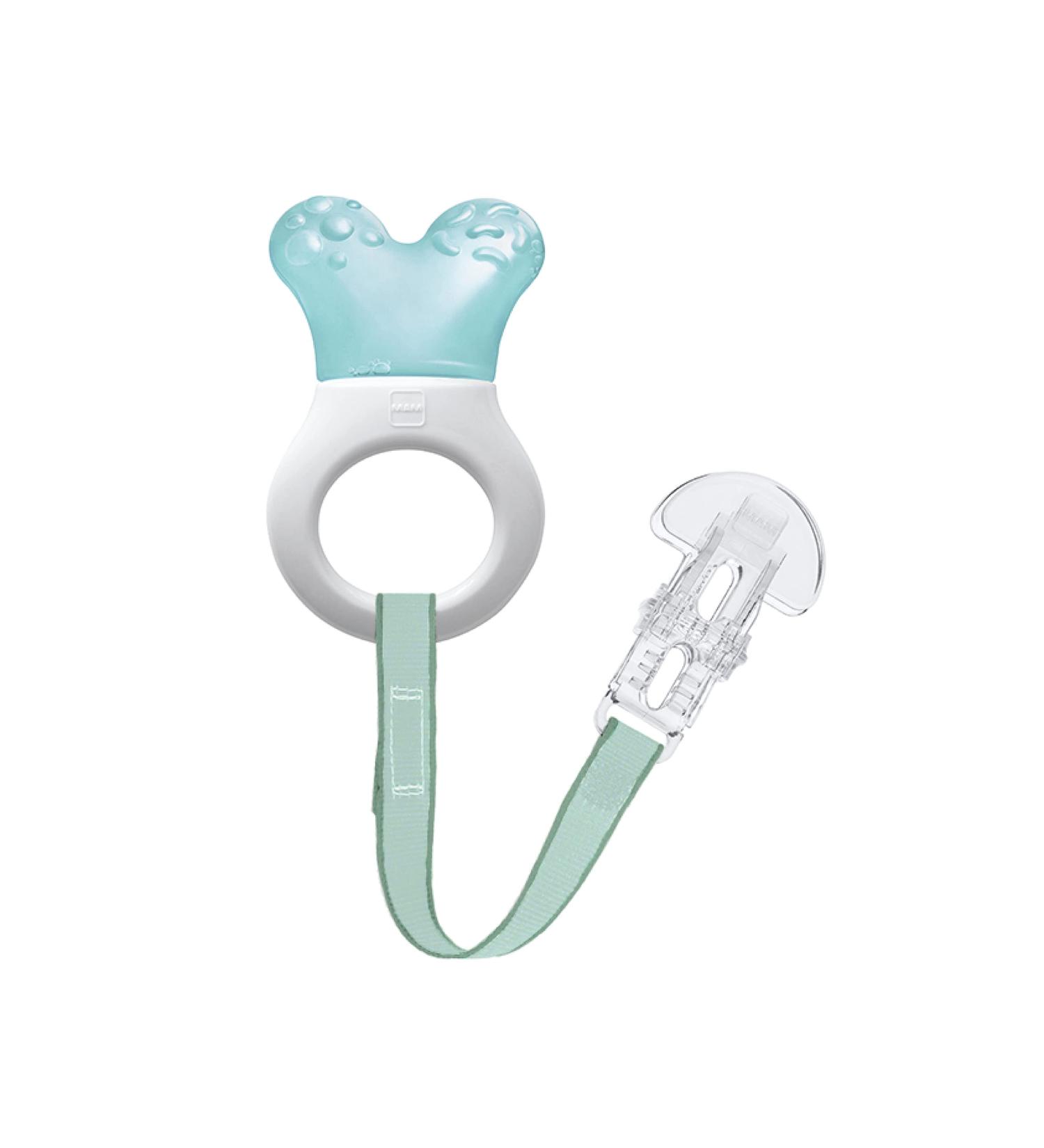 MAM Cooler and Clip - Cooling Bite Ring for Babies 2+ Months | Lightweight Teething Aid in Turquoise - Buy Online on GoSupps.com