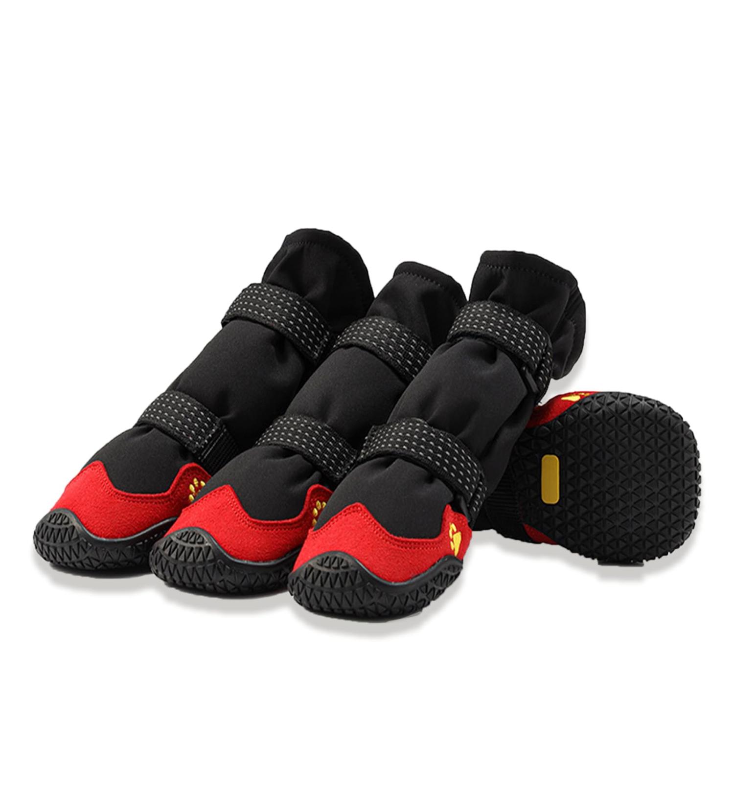 Waterproof Dog Shoes for Medium Dogs | 4-Piece Non-Slip Paw Protection with Adjustable Reflective Velcro - Red & Black - Buy Online on GoSupps.com