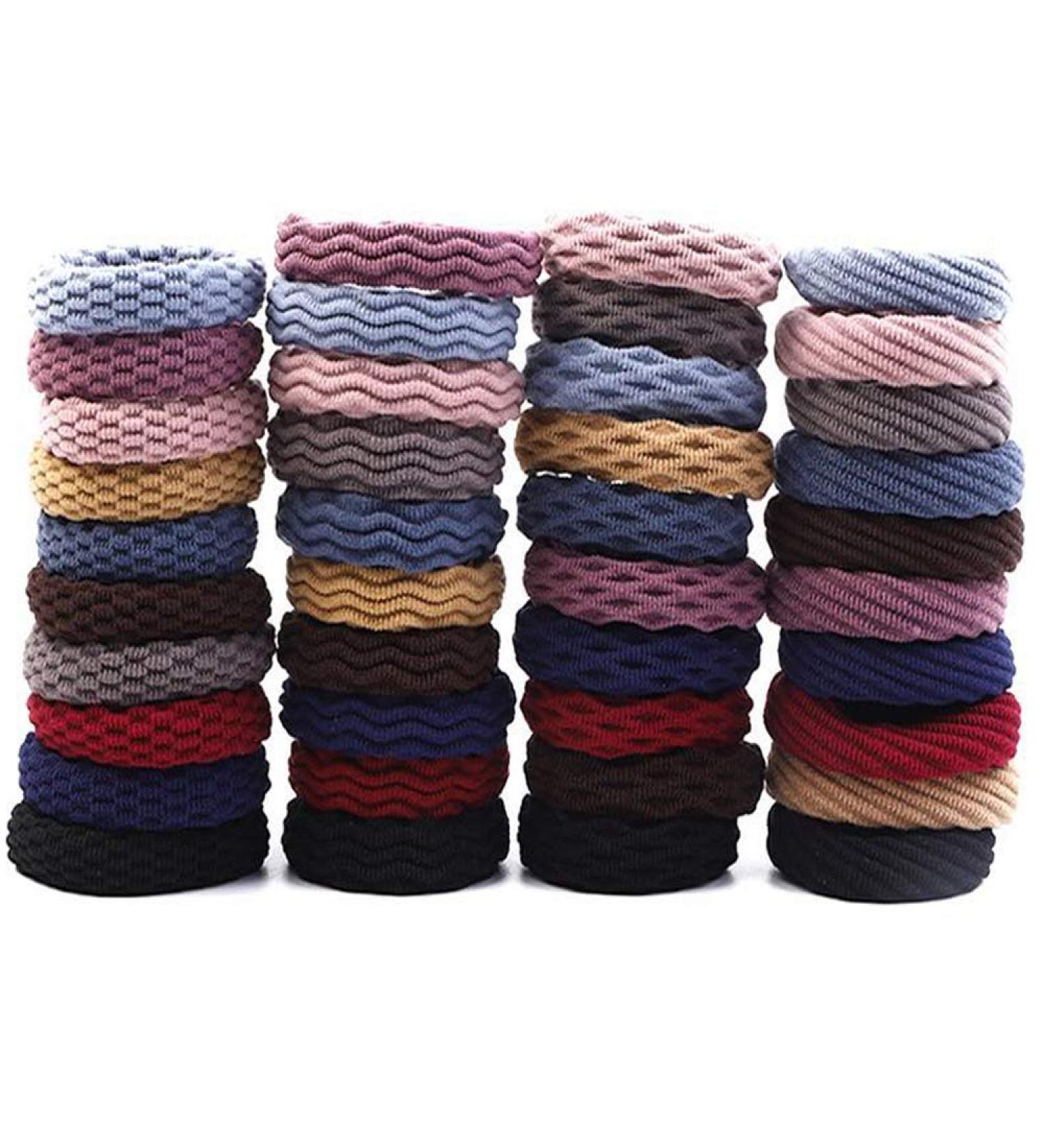 40pcs No Crease Hair Ties for Thick Curly Hair - Seamless Cotton Ponytail Holders | Multicolor - Buy Online on GoSupps.com