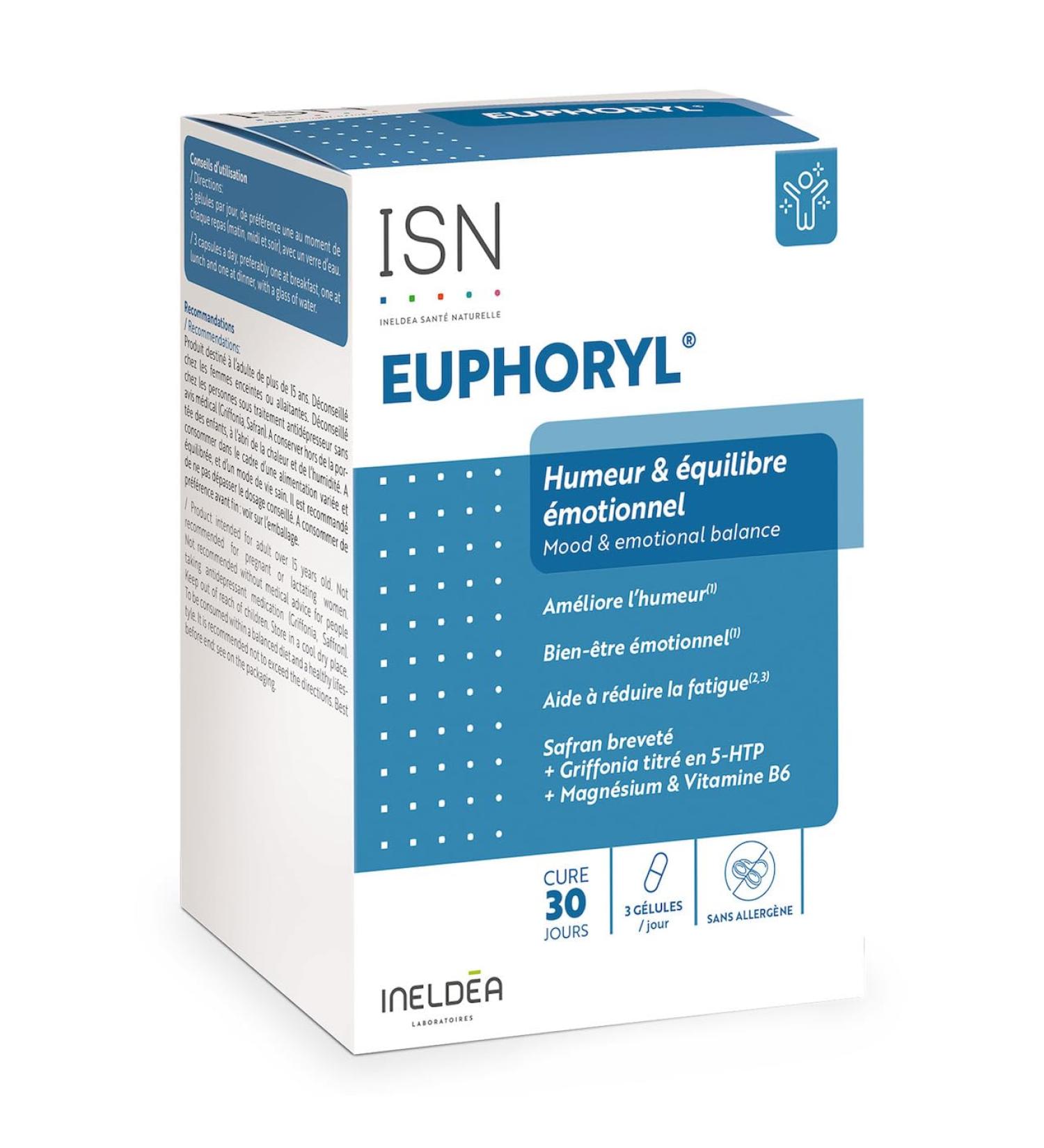 ISN - Euphoryl - Saffron Marine Magnesium and Vitamin B6 - Good emotional balance - Vitality - 90 vegetable capsules - 30 day cure - Buy Online on GoSupps.com