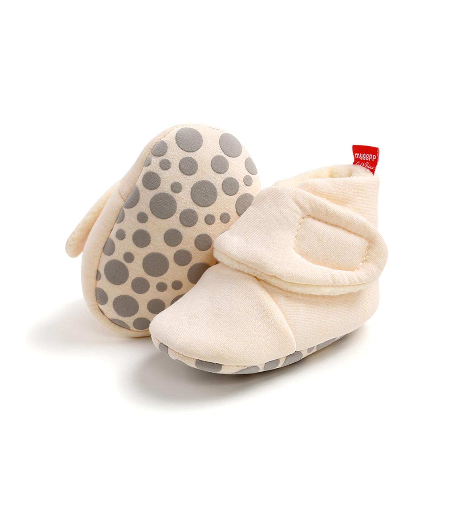 TMEOG Baby Booties Slippers | Newborn Winter Shoes for Boys Girls | 6-12 Months Beige - Buy Online on GoSupps.com